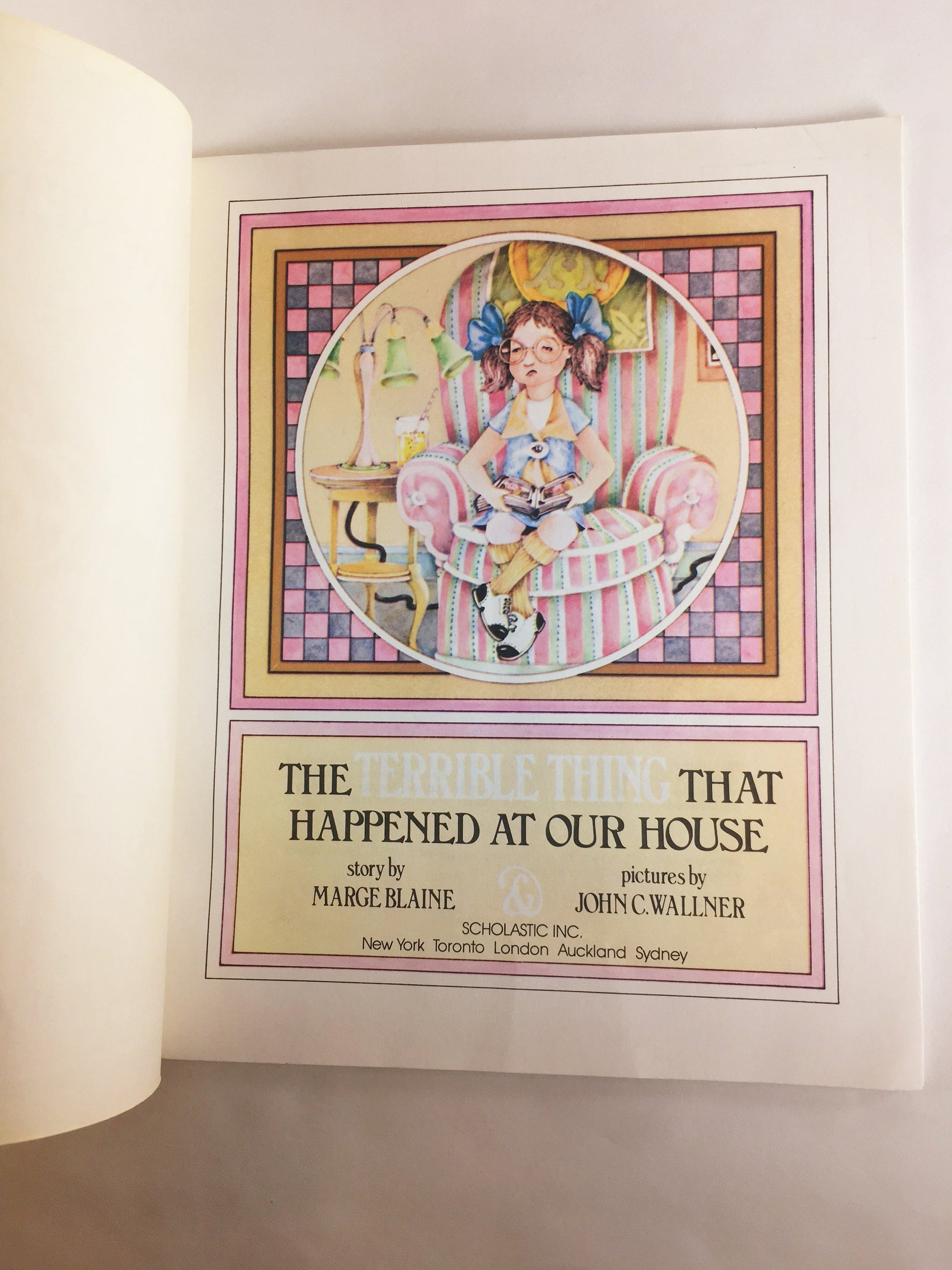 1975 Reading Rainbow Scholastic vintage book the Terrible Thing that Happened at Our House by Marge Blaine illustrated by John Wallner.