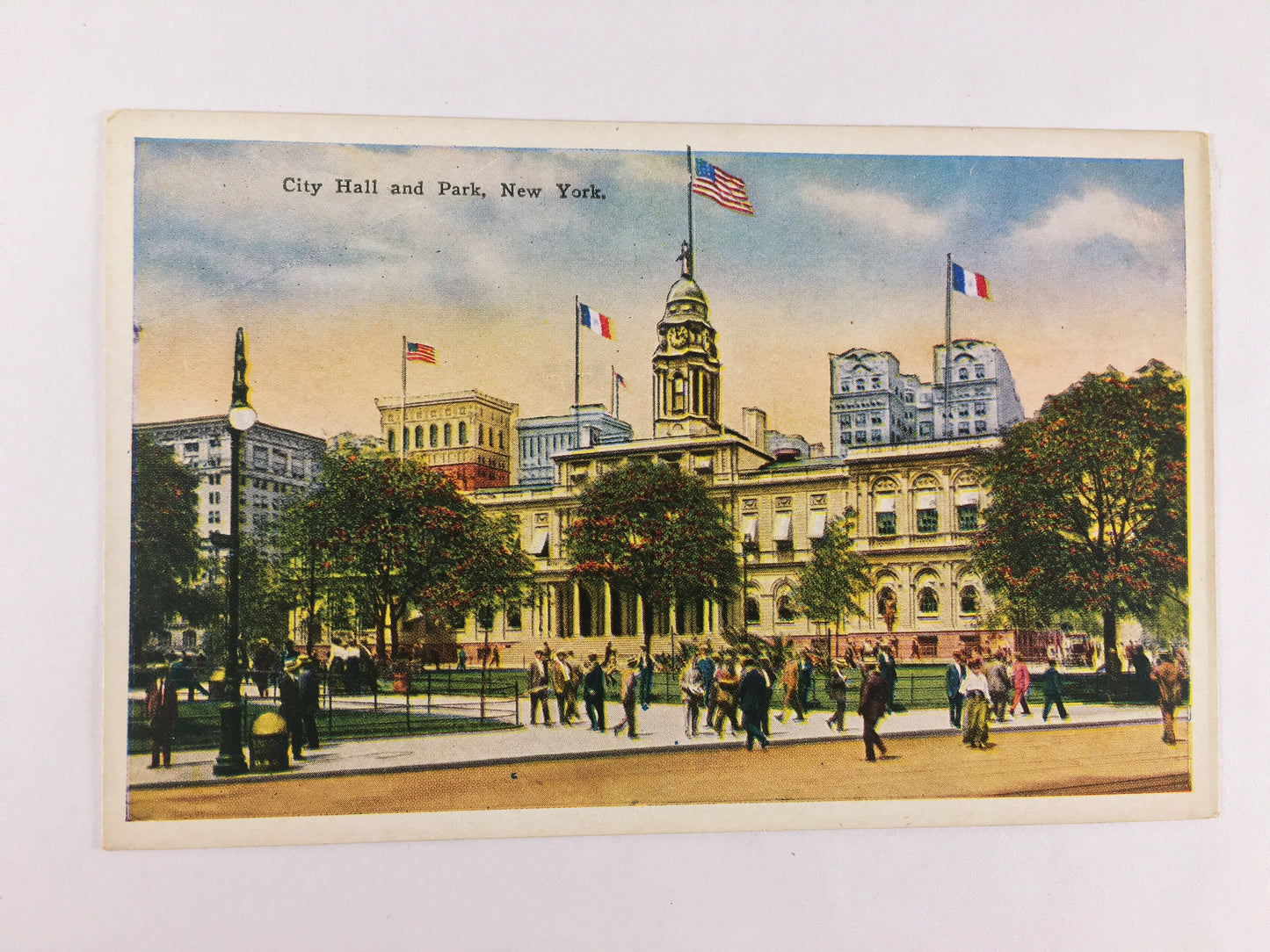 City Hall & Park New York City vintage postcard circa 1907. BEAUTIFUL unused collectible art perfect for framing!