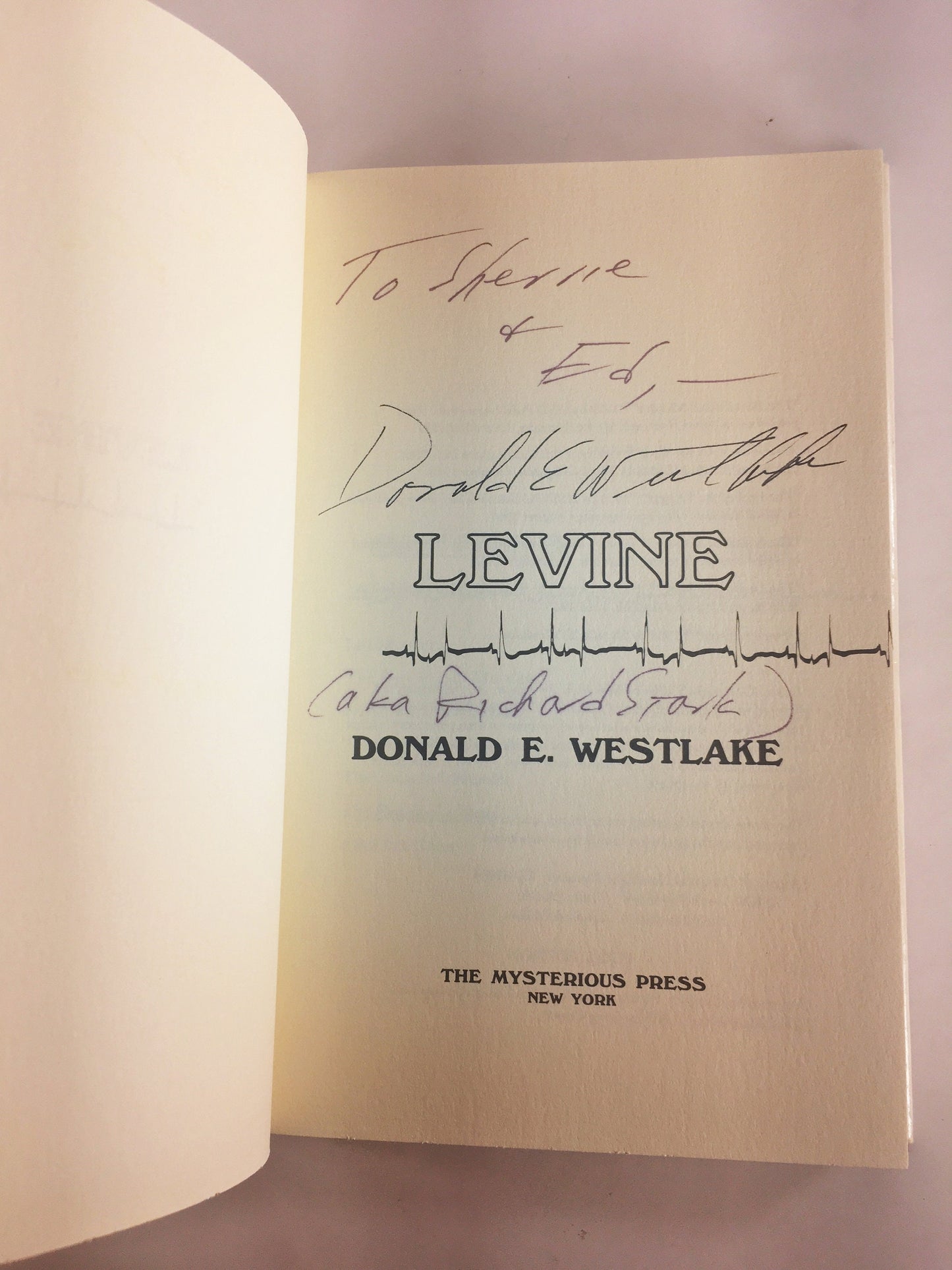 SIGNED Donald Westlake AS Richard Stark! First Edition vintage book Levine circa 1984. Author of Slayground, Mercenaries. Father's Day gift