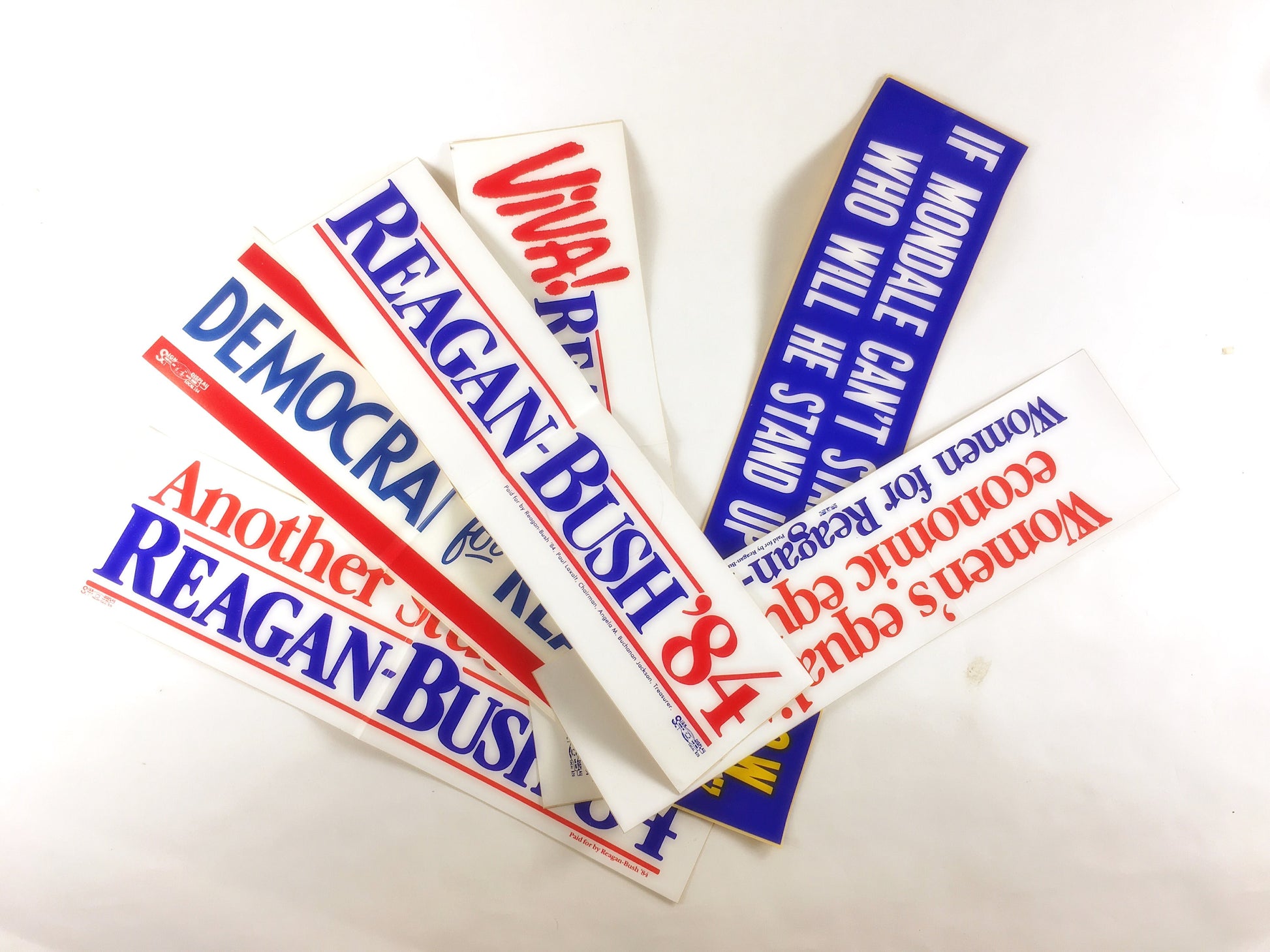 1984 Reagan Bush Presidential Election Bumper Sticker UNUSED vintage political wonk office laptop decor Republican Women Father Mother gift