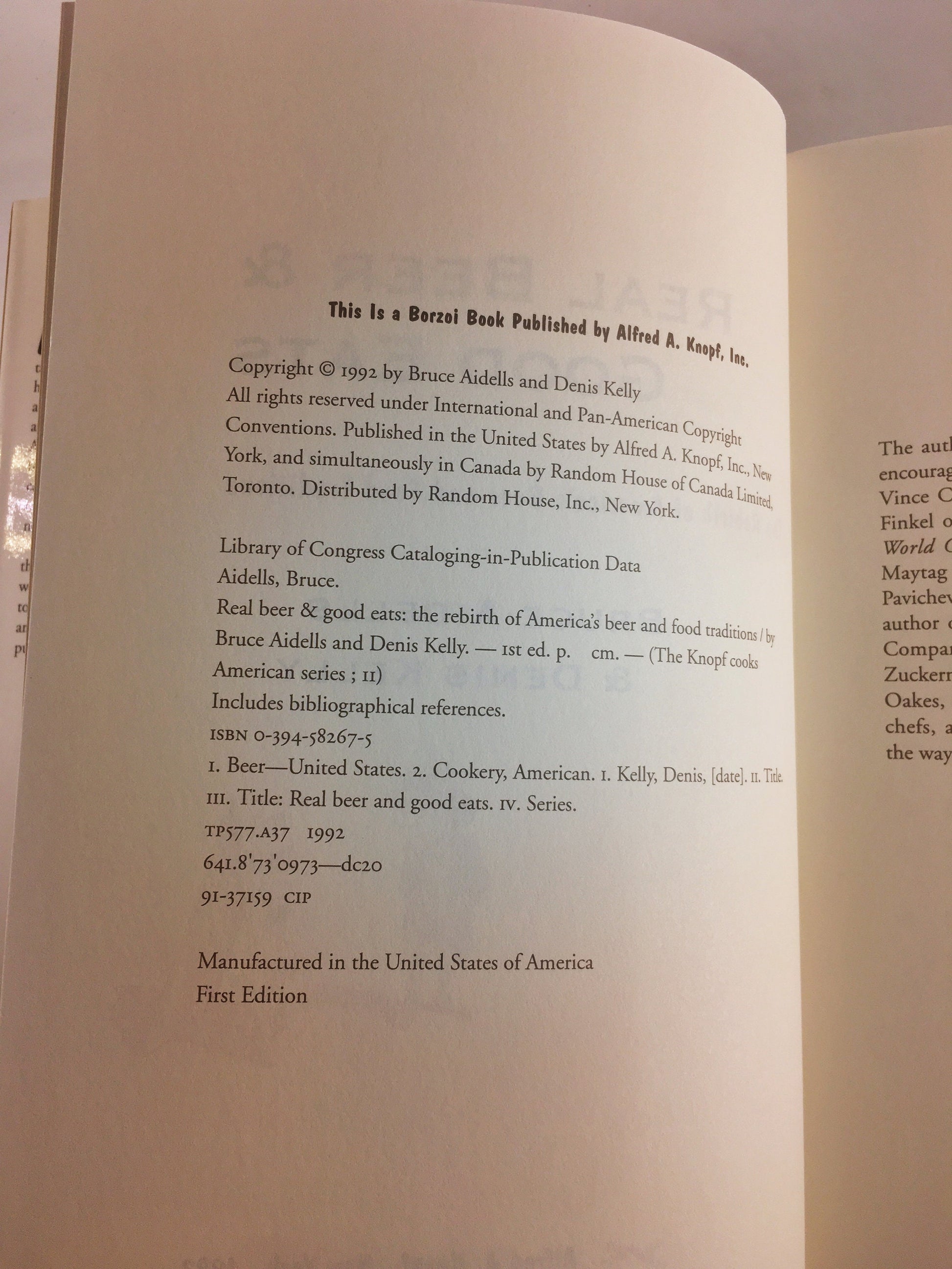 Real Beer Good Eats by Aidells Vintage FIRST EDITION cookbook & history of America's Beer and Food Tradition 175 recipes and beer pairing