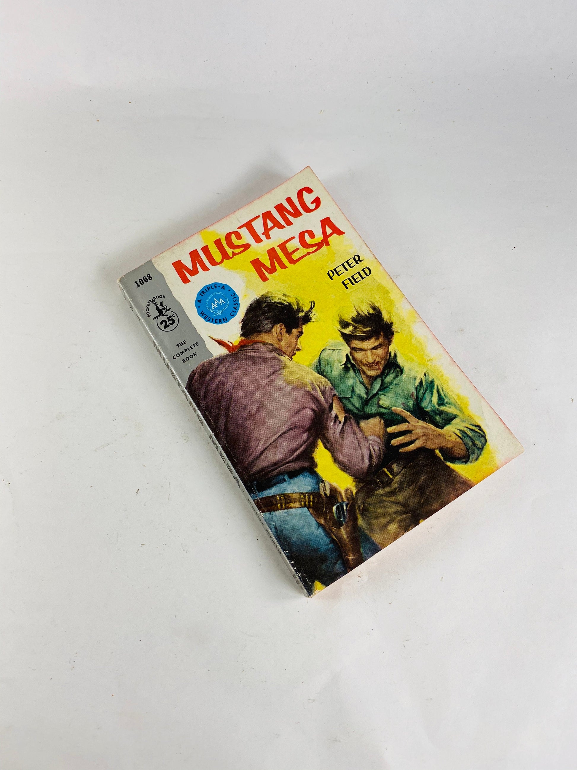 1950s Pocket Vintage Western paperback books cowboy stories of pistols and justice. Lust Adult Americana Texas pulp fiction. Mustang Mesa