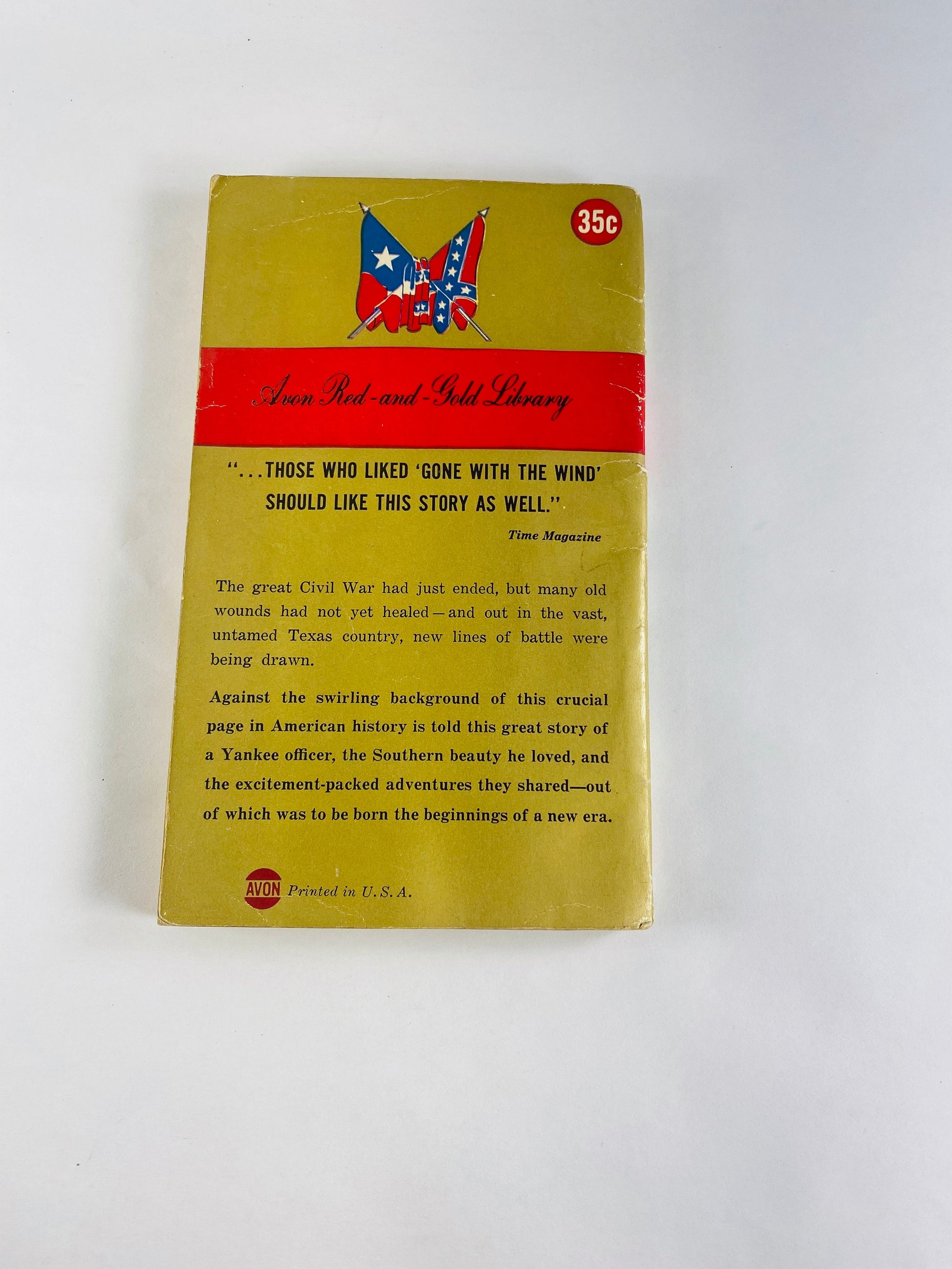 1953 Gone to Texas by John W Thomason. Vintage Avon Western paperback fictional book about the aftermath of the Civil War. American history