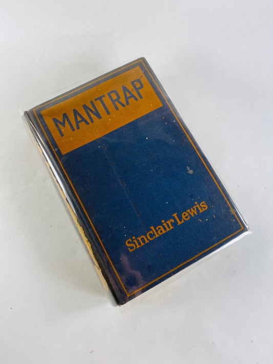 1926 Mantrap book by Sinclair Lewis. First edition antique blue book. Vintage book home decor. Pulitzer Saskatchewan gift