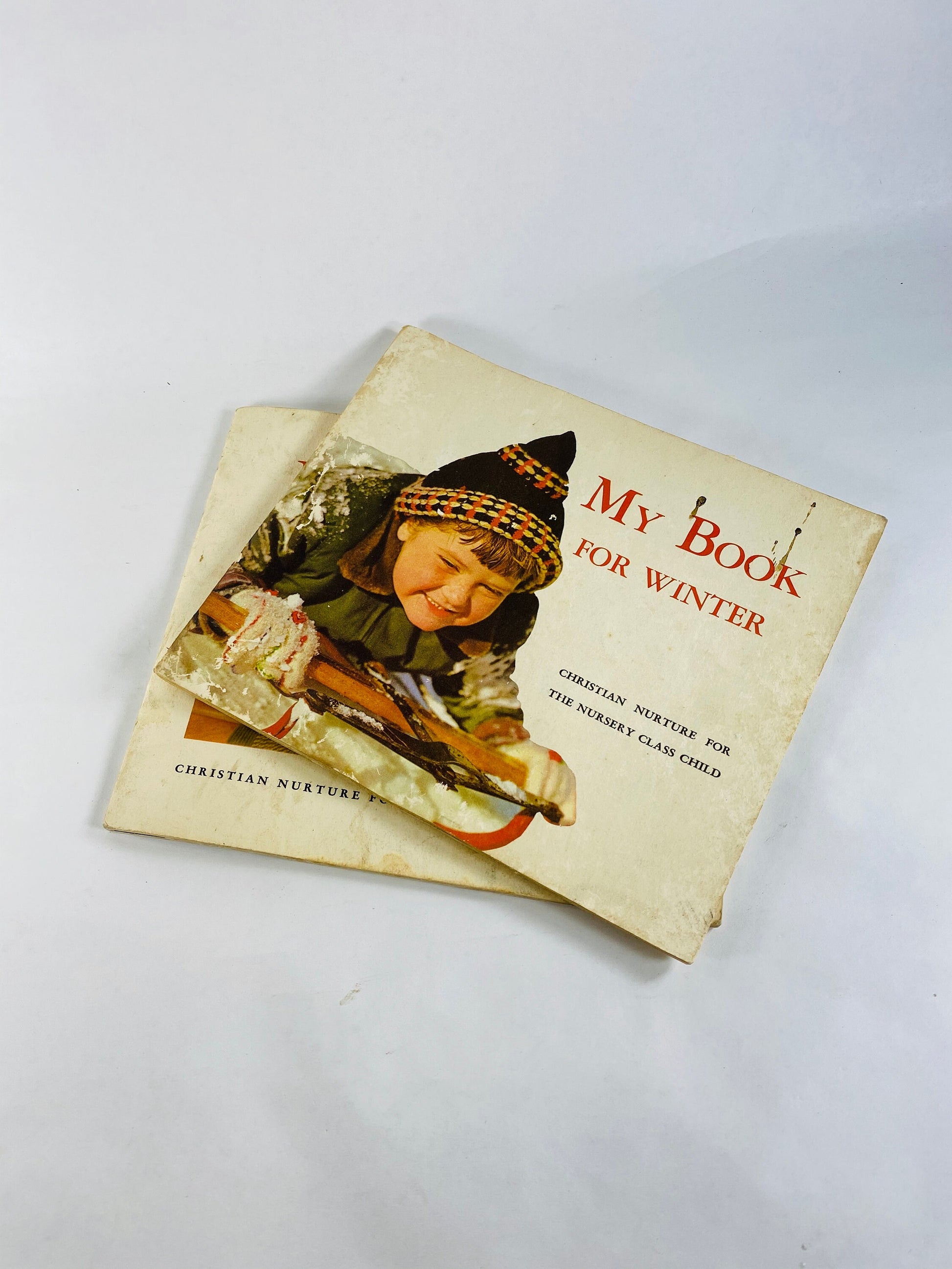 1959 Sunday School Church preschool Christian book lot My Book for Fall & Winter Maggie May Burrrow Vintage Christmas stocking stuffer Home