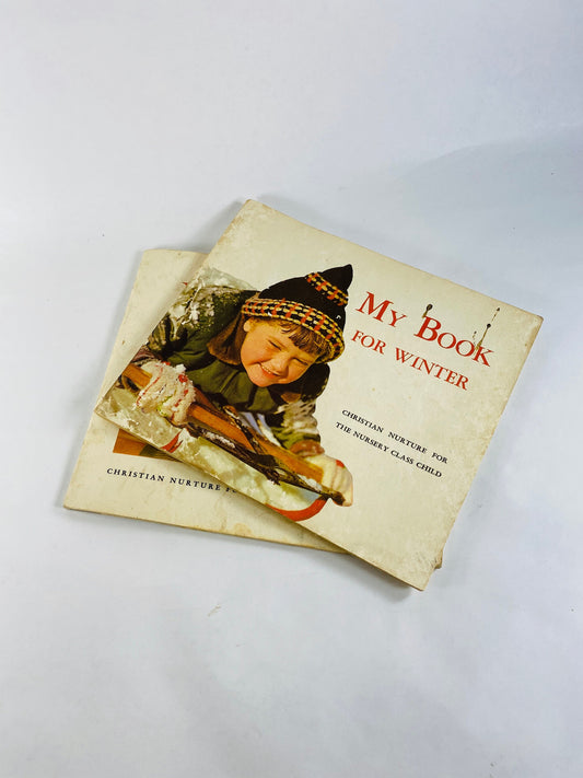 1959 Sunday School Church preschool Christian book lot My Book for Fall & Winter Maggie May Burrrow Vintage Christmas stocking stuffer Home