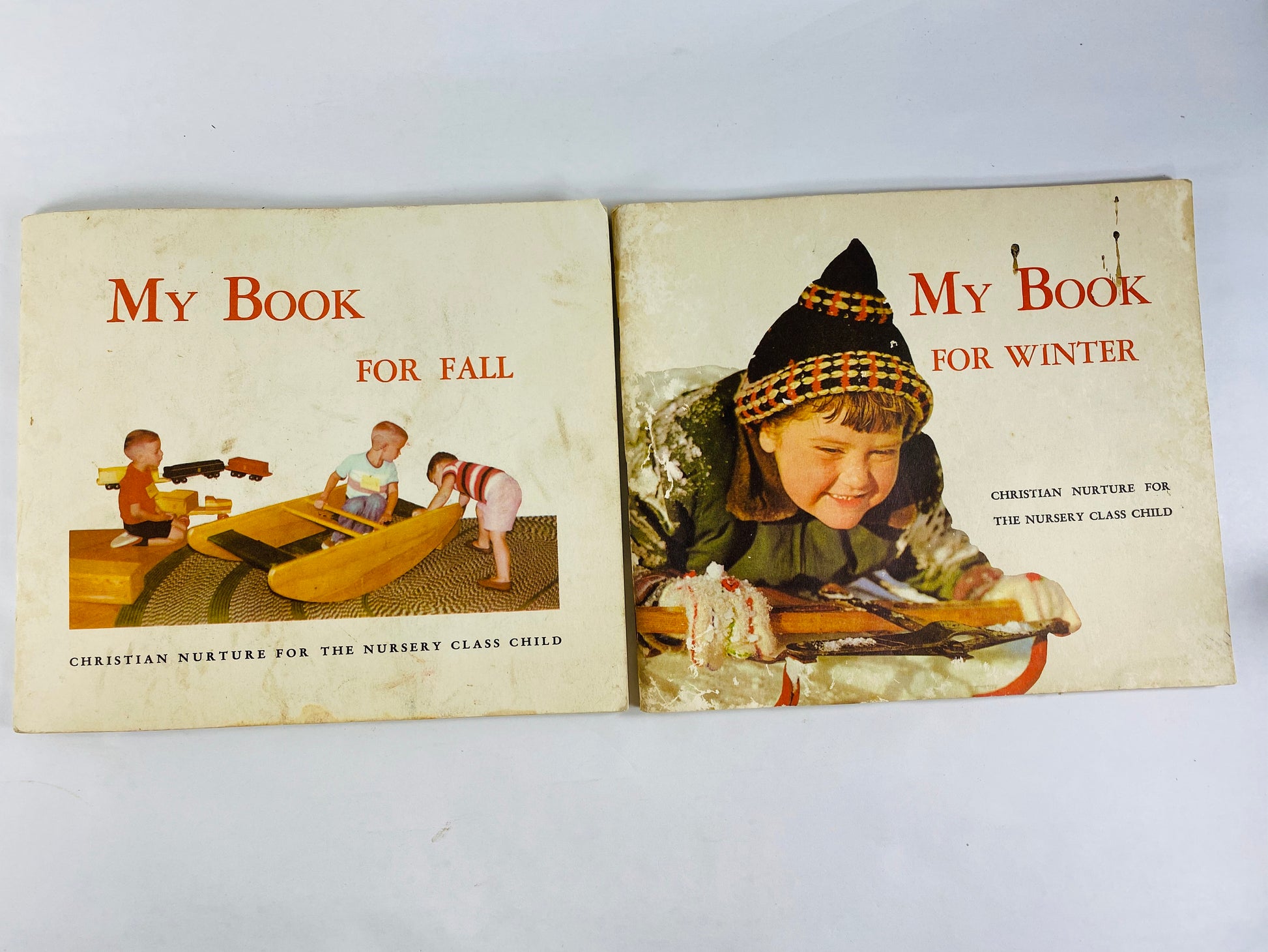 1959 Sunday School Church preschool Christian book lot My Book for Fall & Winter Maggie May Burrrow Vintage Christmas stocking stuffer Home