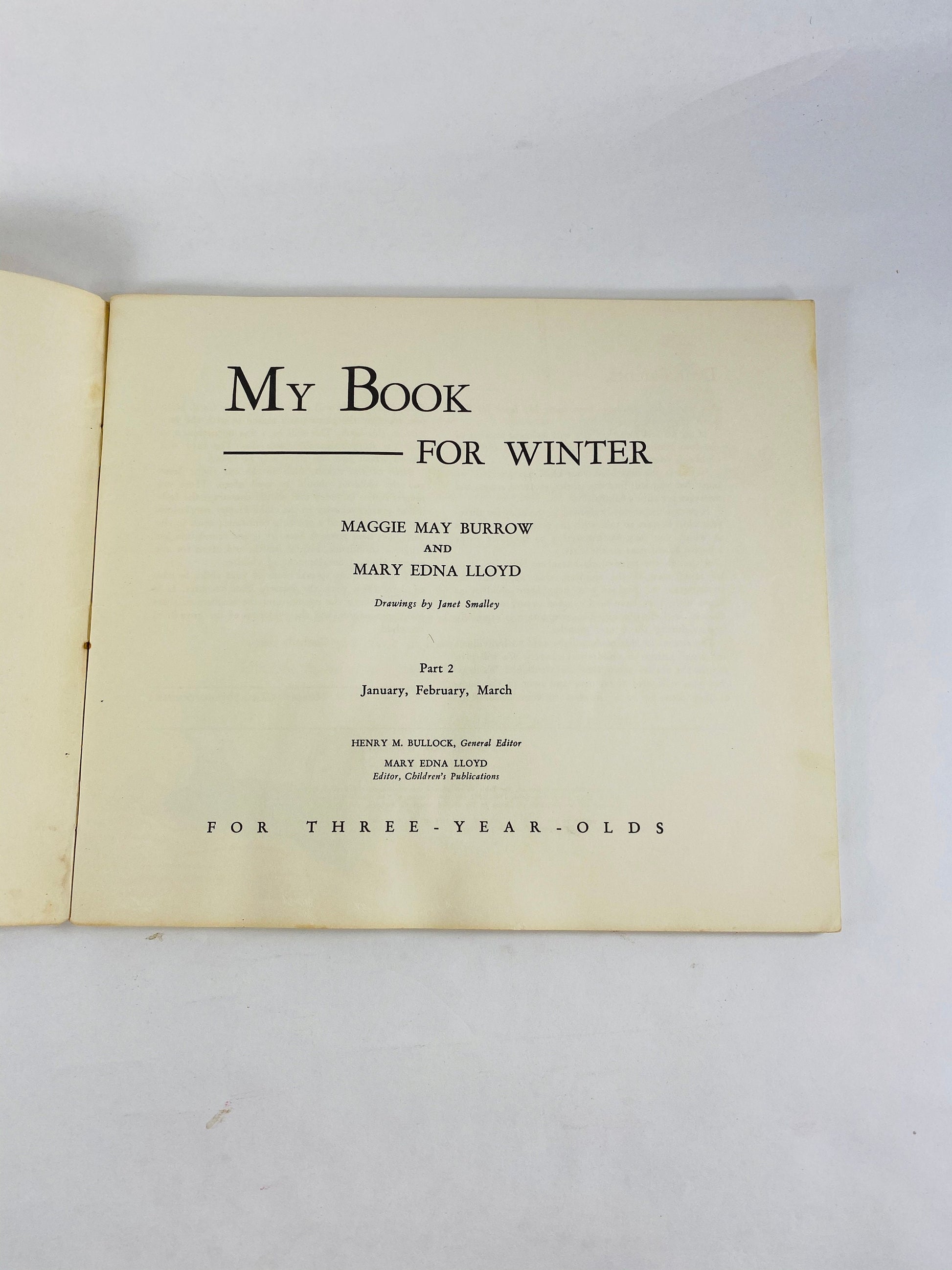 1959 Sunday School Church preschool Christian book lot My Book for Fall & Winter Maggie May Burrrow Vintage Christmas stocking stuffer Home