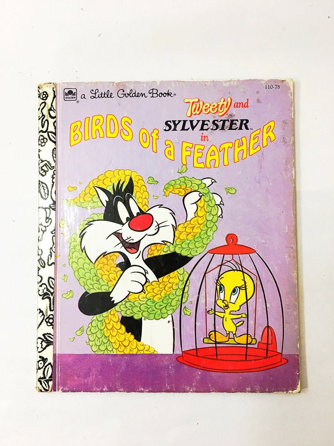 Tweety and Sylvester book Birds of a Feather Little Golden Book FIRST EDITION Children's at home reading Purple vintage Nursery Decor 1992