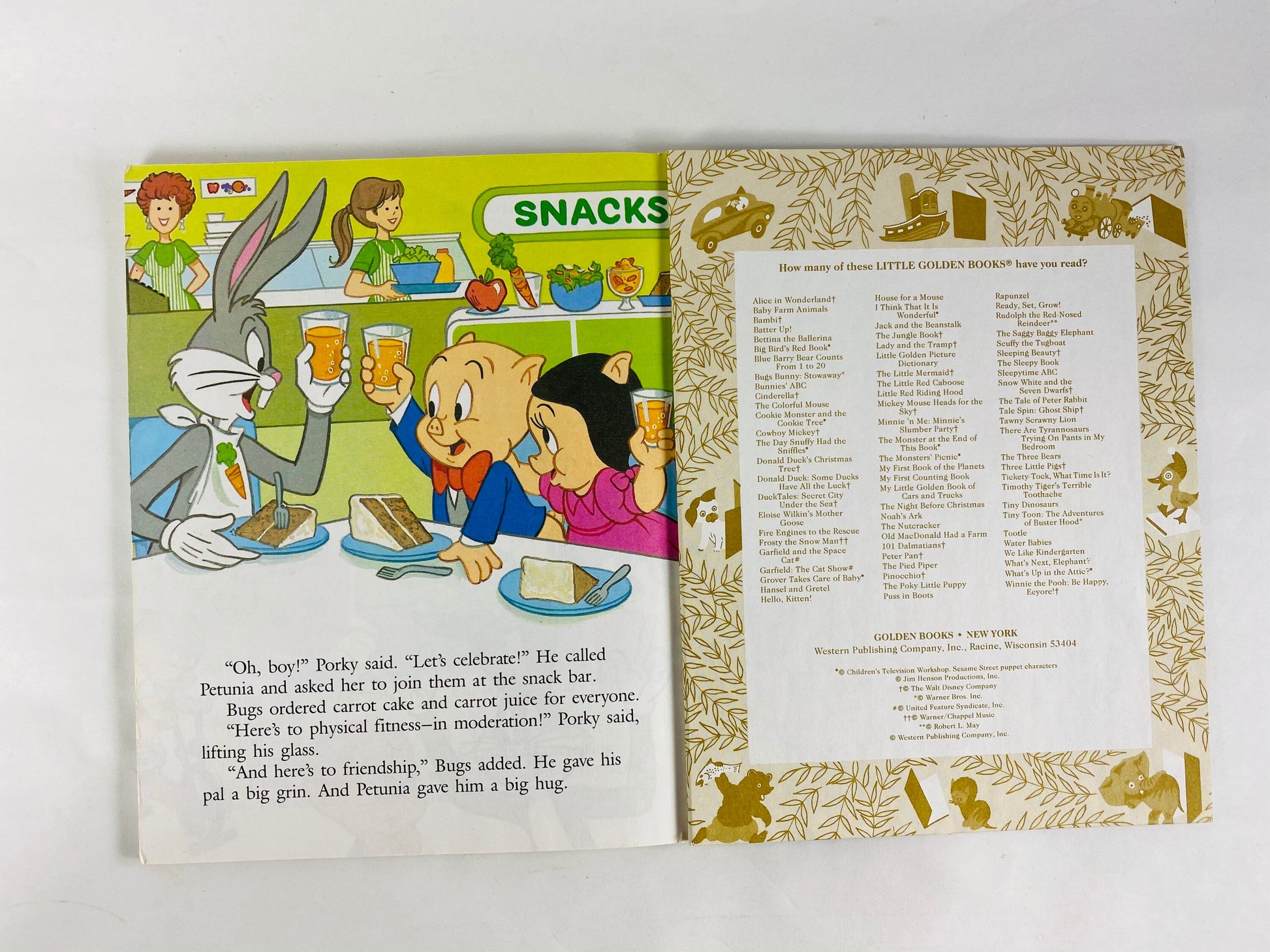 1986 Bugs Bunny and the Health Hog. FIRST EDITION vintage Little Golden Book Looney Tunes