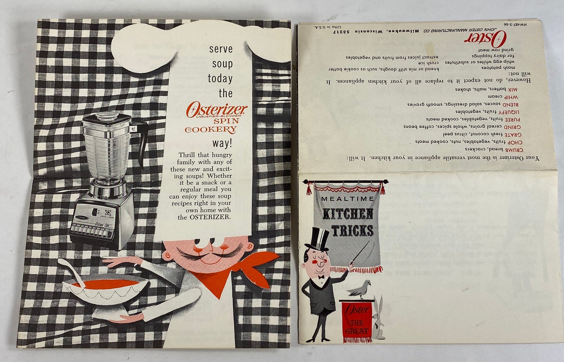 1967 Oster ORIGINAL Vintage booklets and recipes. Retro blender kitchen tricks, do's & don'ts spin cookery. 1960s lot