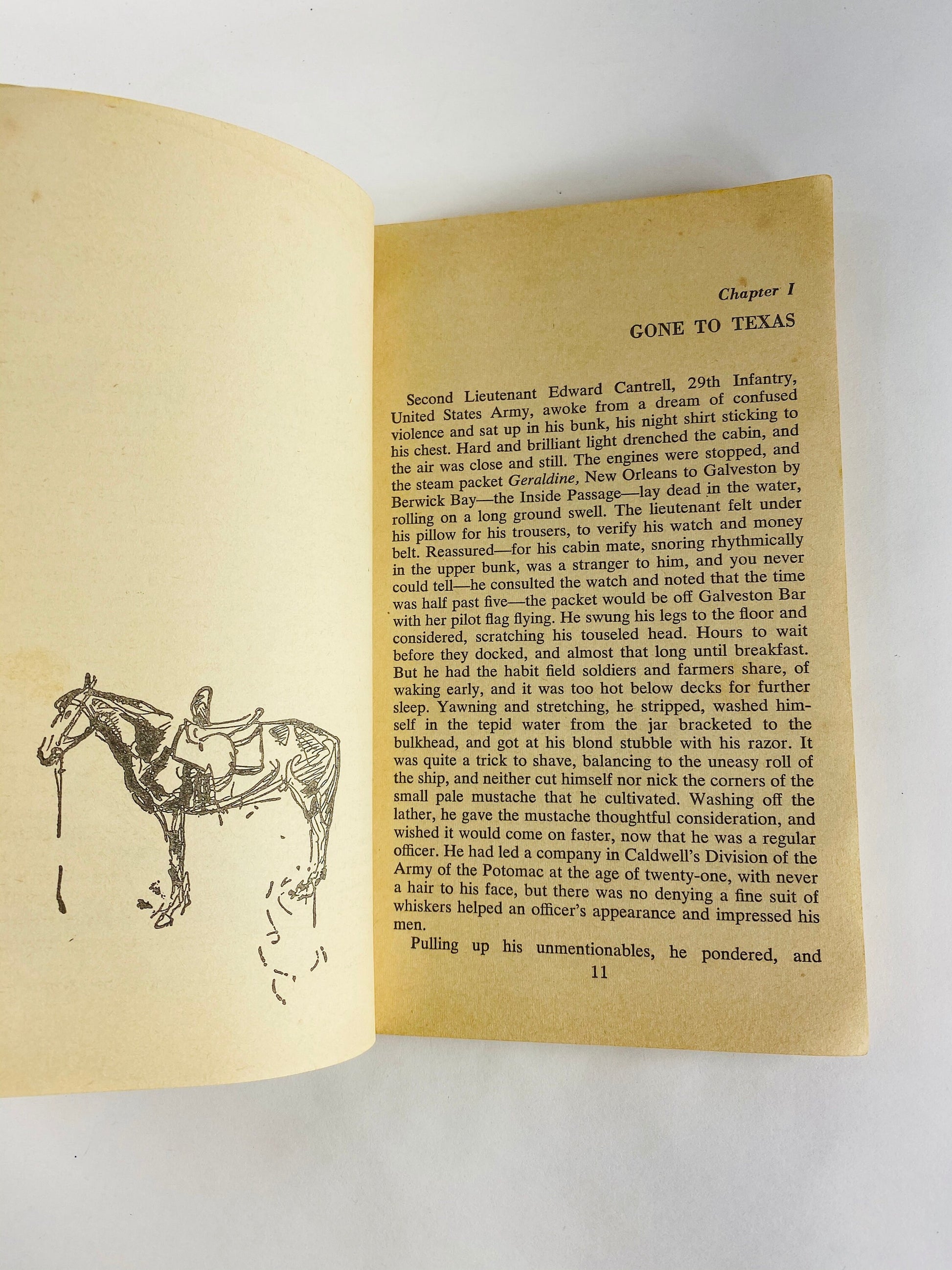 1953 Gone to Texas by John W Thomason. Vintage Avon Western paperback fictional book about the aftermath of the Civil War. American history