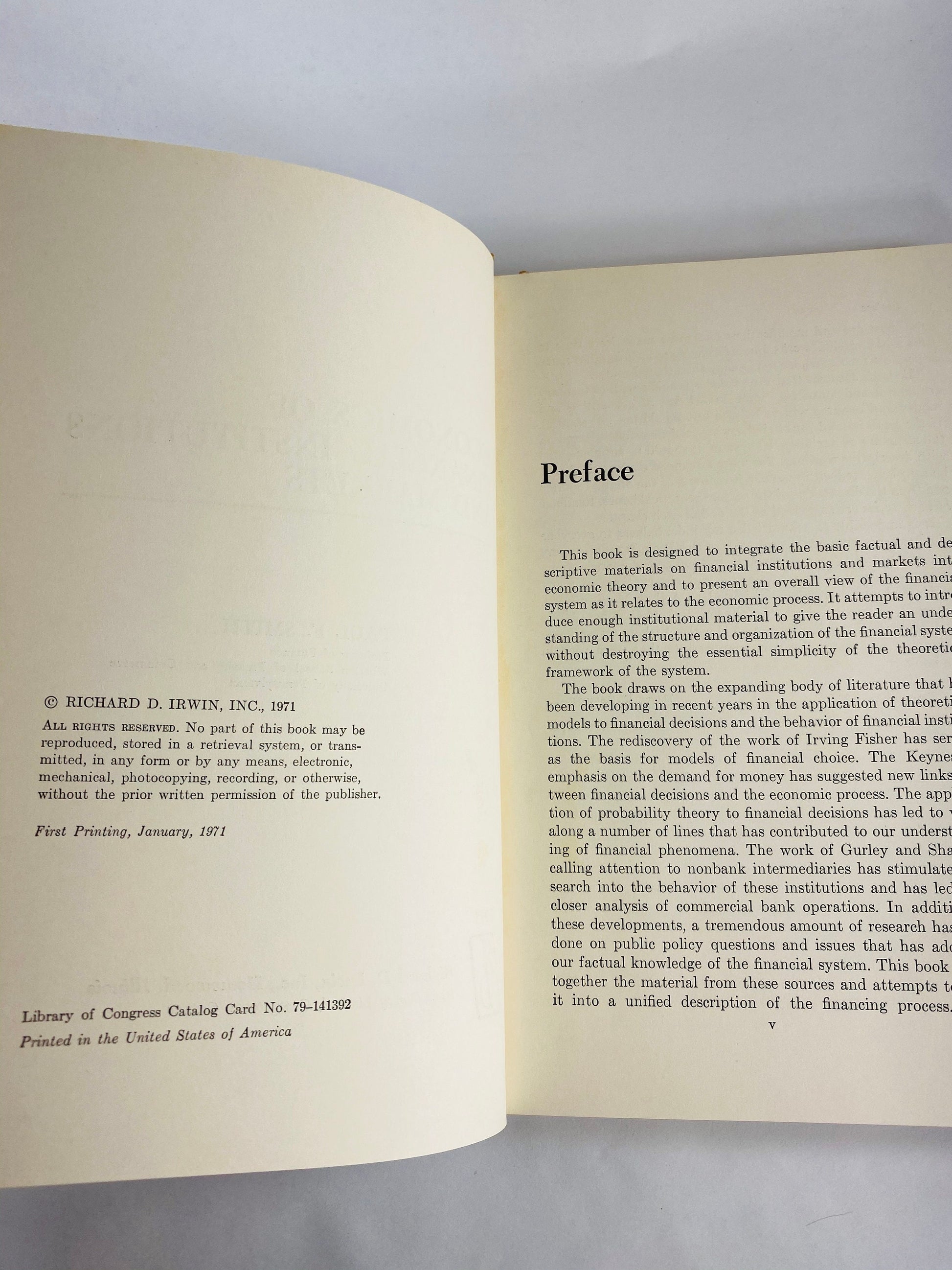 Economics of Financial Institutions and Markets FIRST EDITION vintage textbook by Paul Smith circa 1971. Blue home office decor