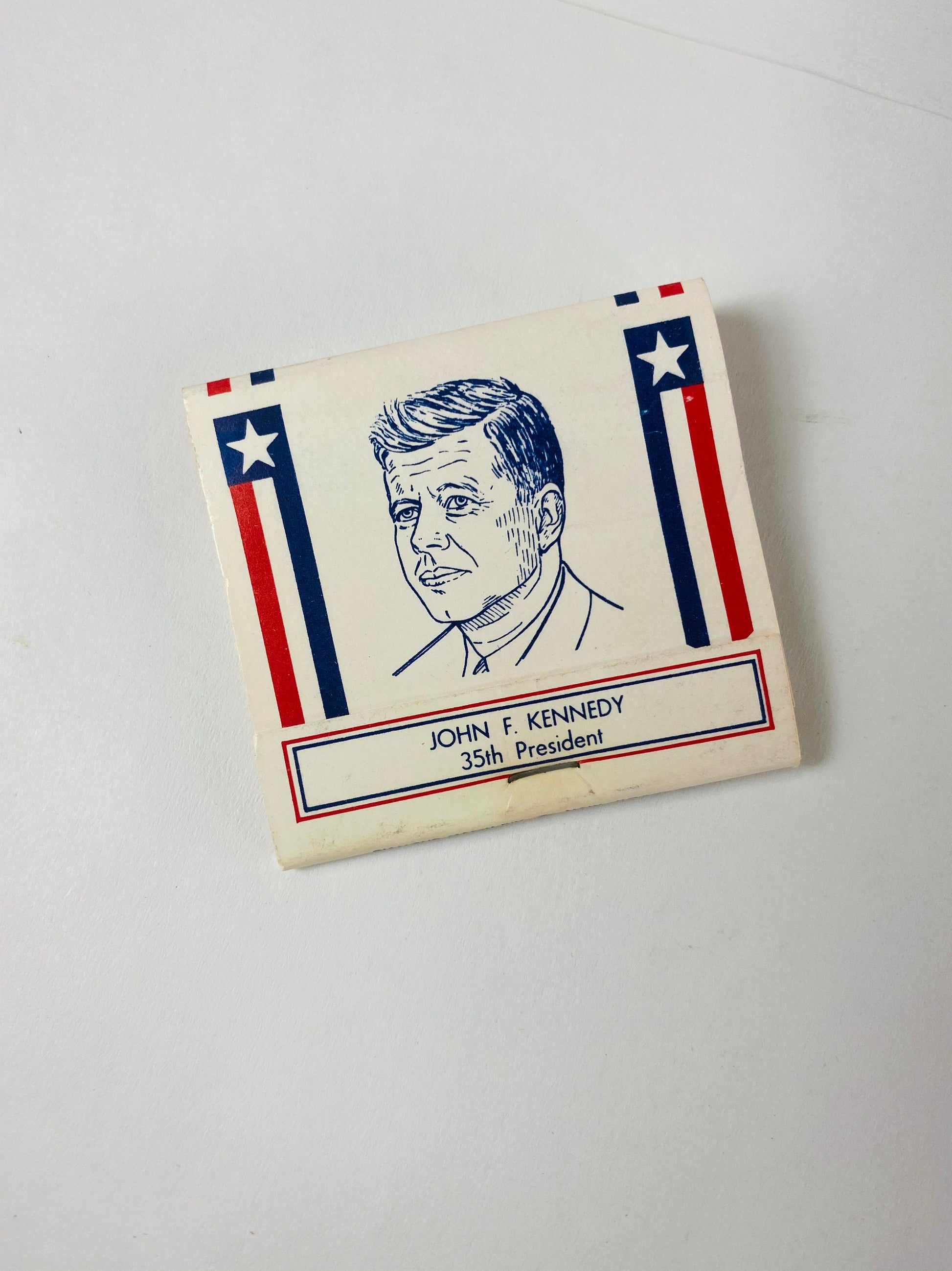 1960 Vintage United States Presidents Matchbox Matches made in the US Petite cardboard home office decor Lincoln Grant Coolidge LBJ Taft JFK