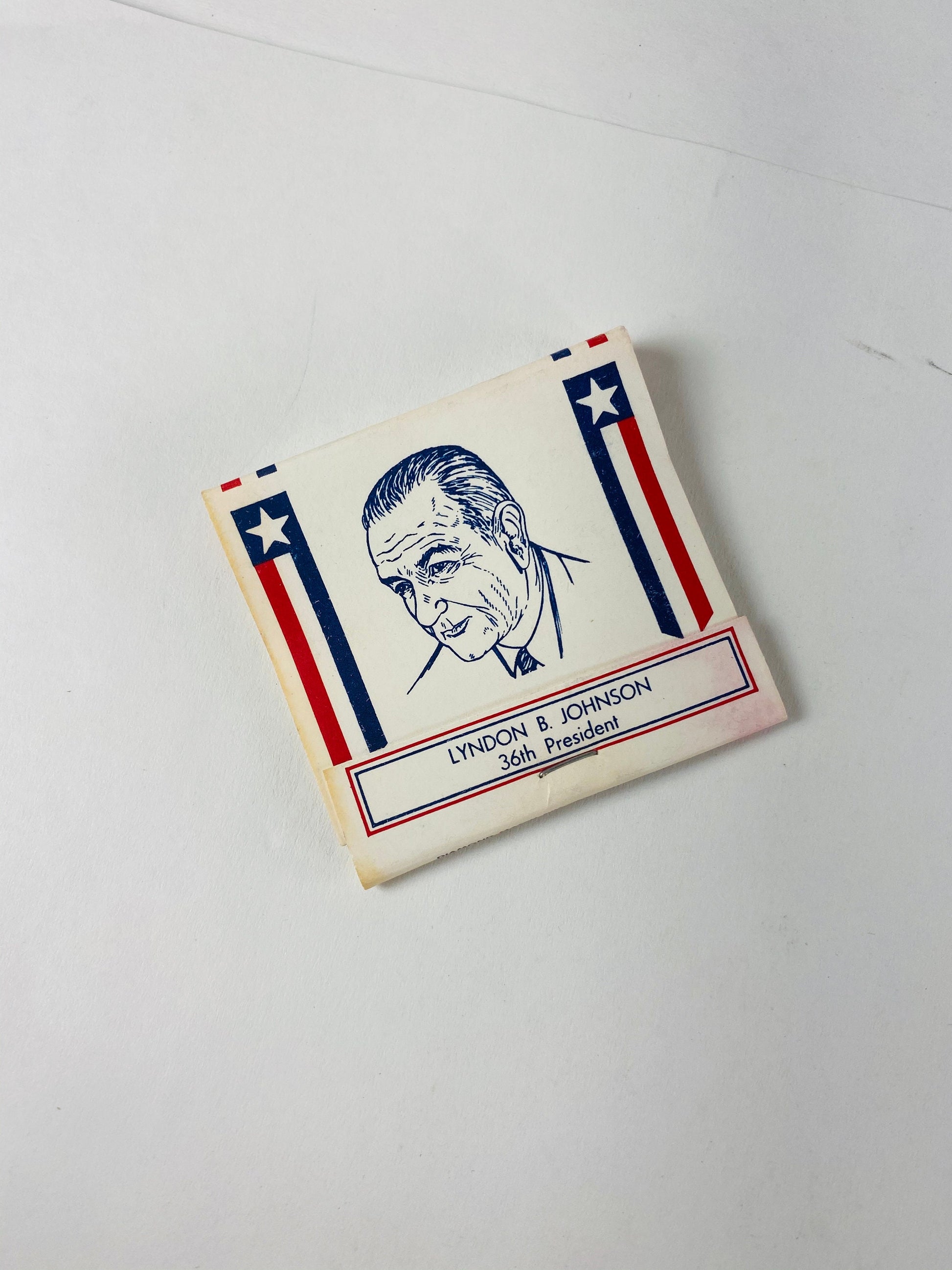 1960 Vintage United States Presidents Matchbox Matches made in the US Petite cardboard home office decor Lincoln Grant Coolidge LBJ Taft JFK