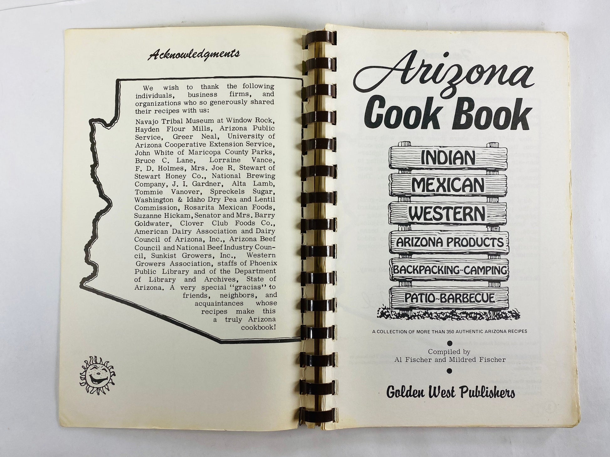 Arizona Cook Book Backpacking Camping Patio Barbecue vintage cookbook circa 1983 by Al Fischer. Indian Mexican Western