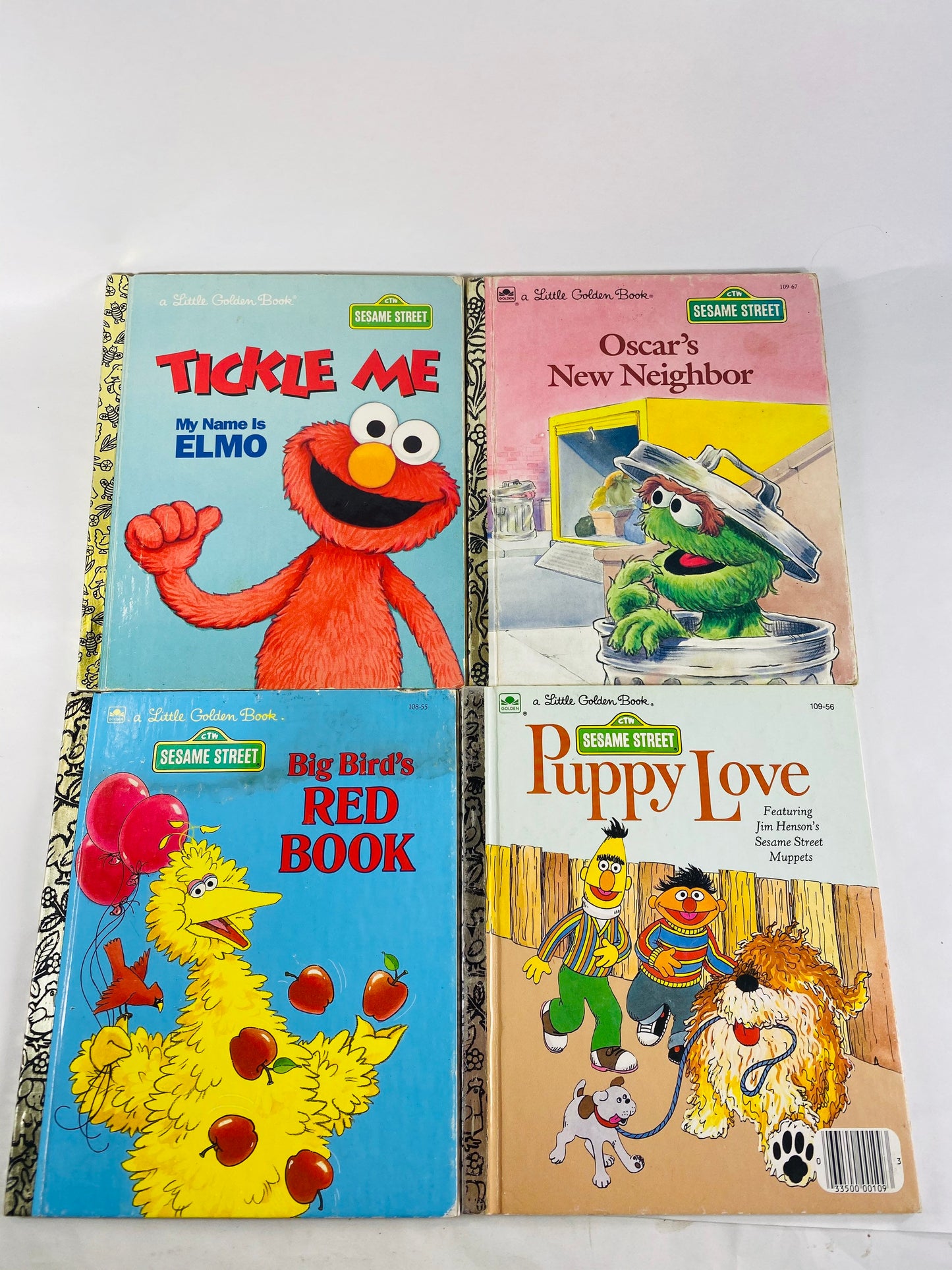 Sesame Street vintage Little Golden Books. Bert and Ernie Puppy Love, Oscar the Grouch, Big Bird, Tickle Me Elmo. 1990s