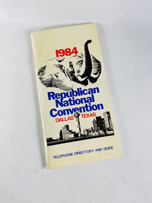 1984 Republican National Convention Reagan Bush vintage memorabilia Dallas Texas. Order of Business, envelopes, pamphlets, postcards ticket