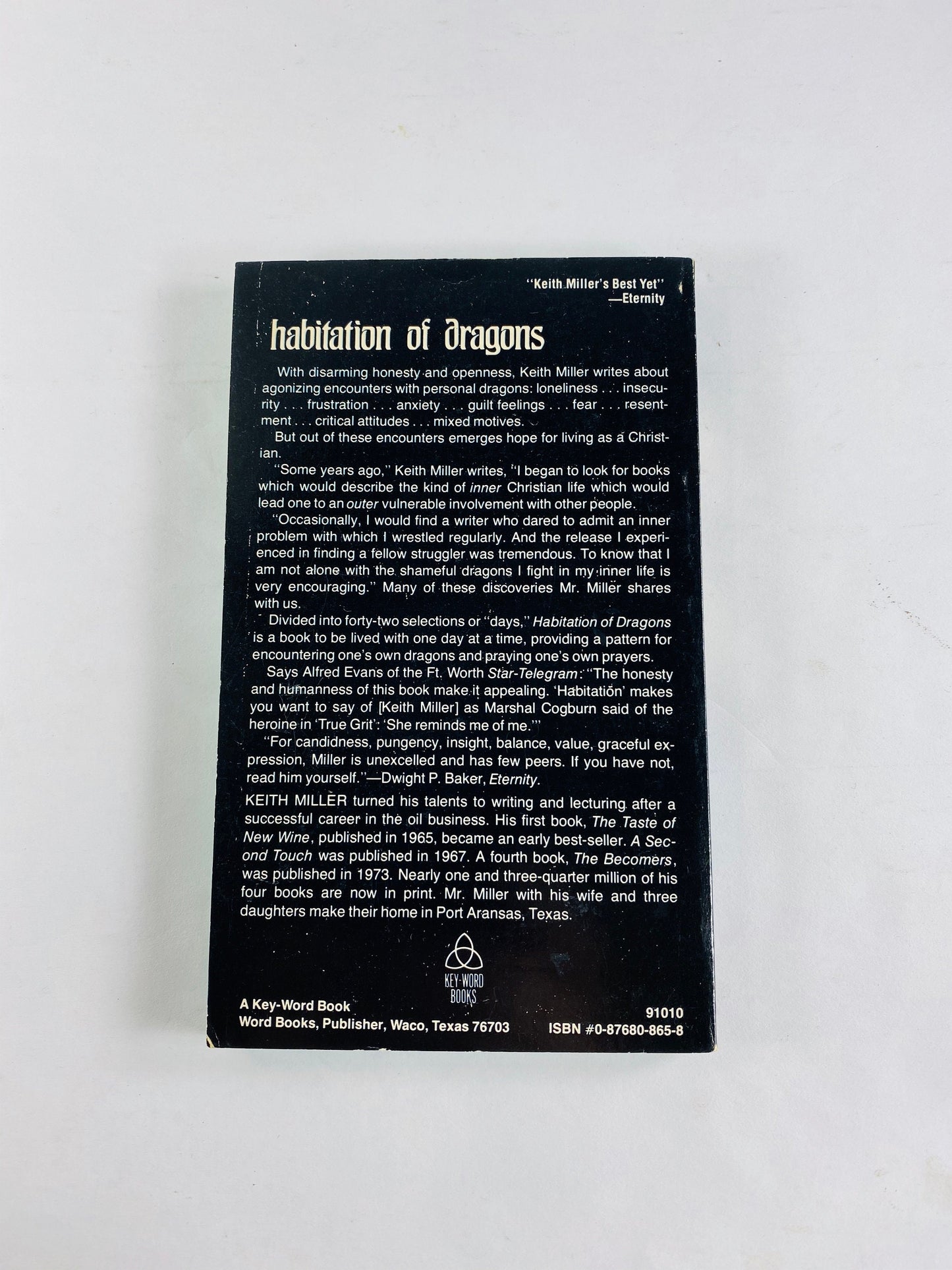 1976 Habitation of Dragons vintage paperback book about defeating feelings of loneliness and insecurity through Christianity. Keith Miller