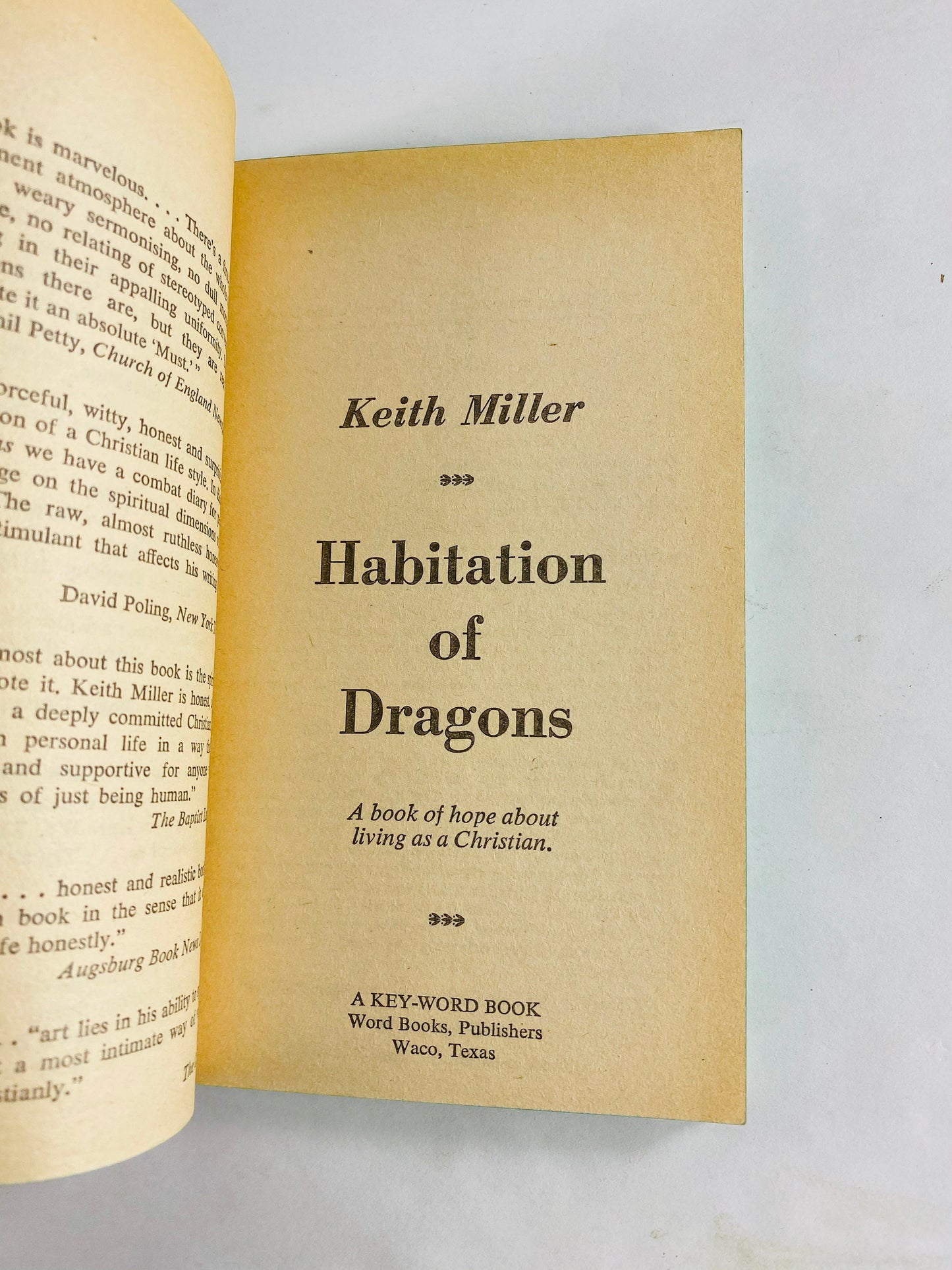 1976 Habitation of Dragons vintage paperback book about defeating feelings of loneliness and insecurity through Christianity. Keith Miller