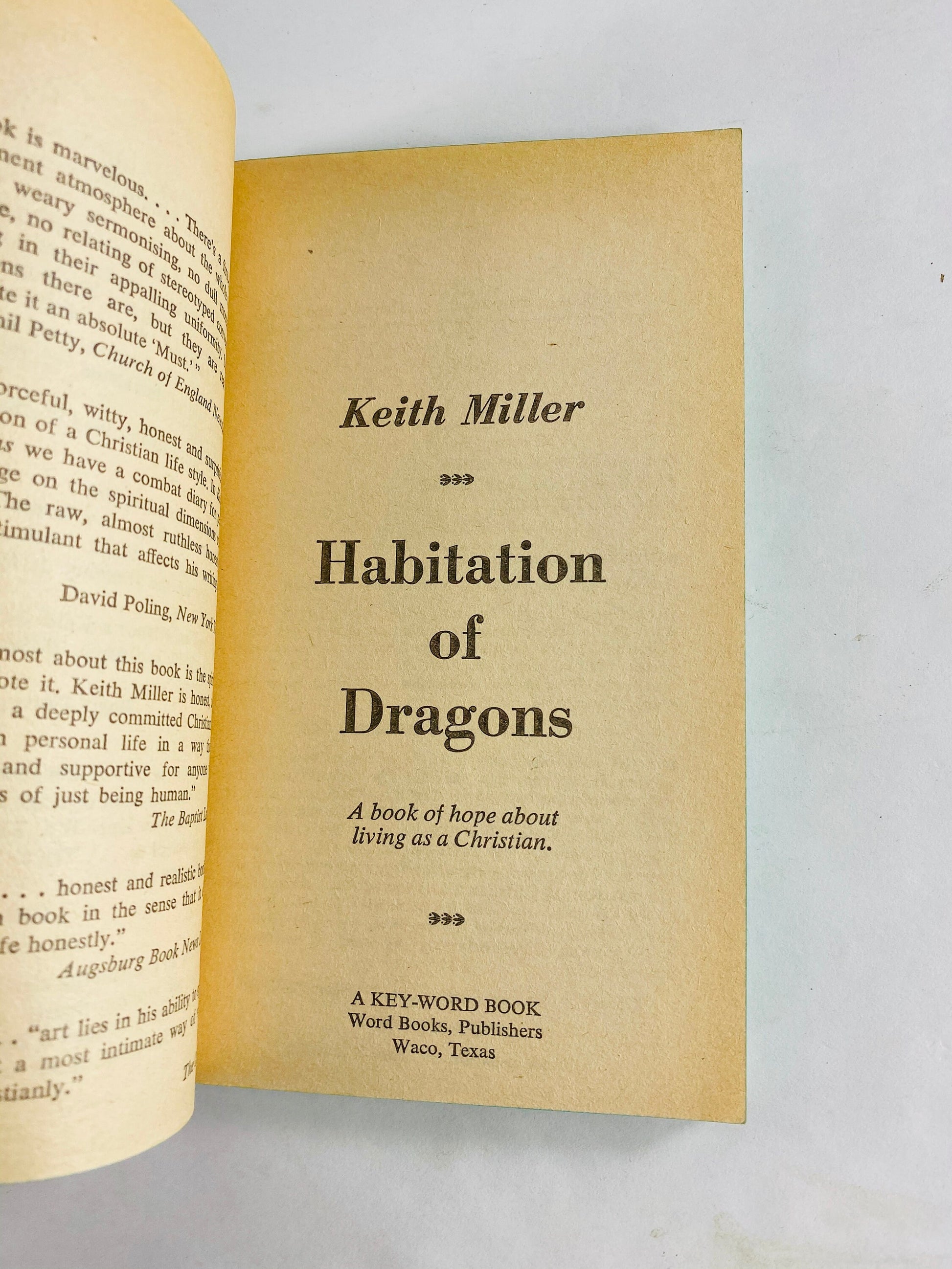 1976 Habitation of Dragons vintage paperback book about defeating feelings of loneliness and insecurity through Christianity. Keith Miller