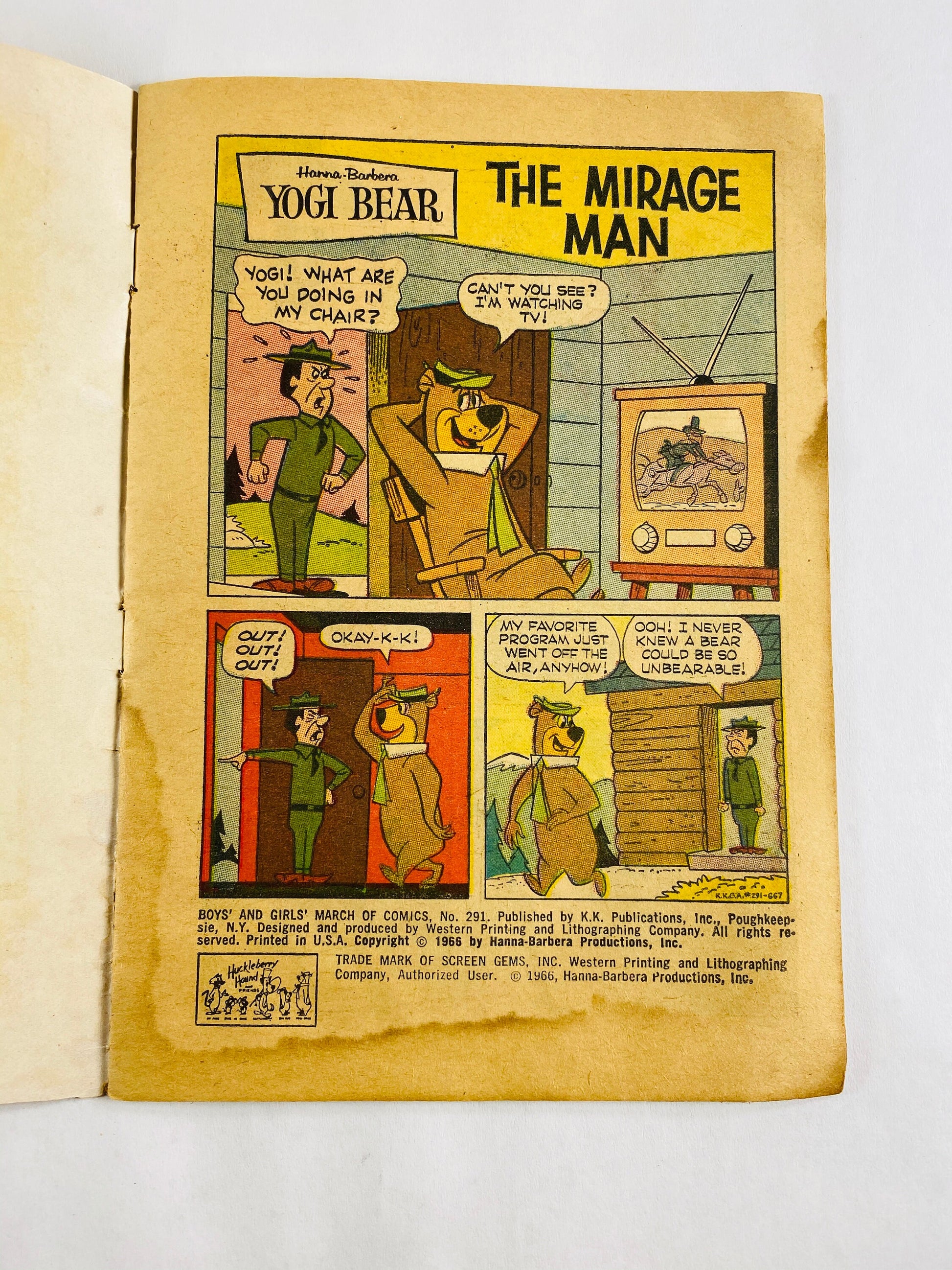 1966 March of Comics Yogi Bear 291 full color promotional Giveaway from Foley's Department Store in Houston Texas. Vintage Hanna Barbera