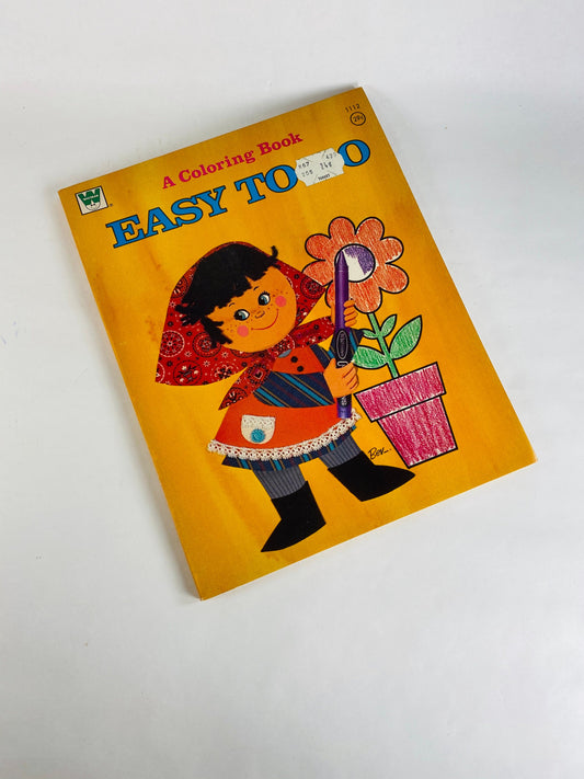 1972 Whitman Easy to Do Coloring Book Vintage activity book for children. UNUSED with blank pages!