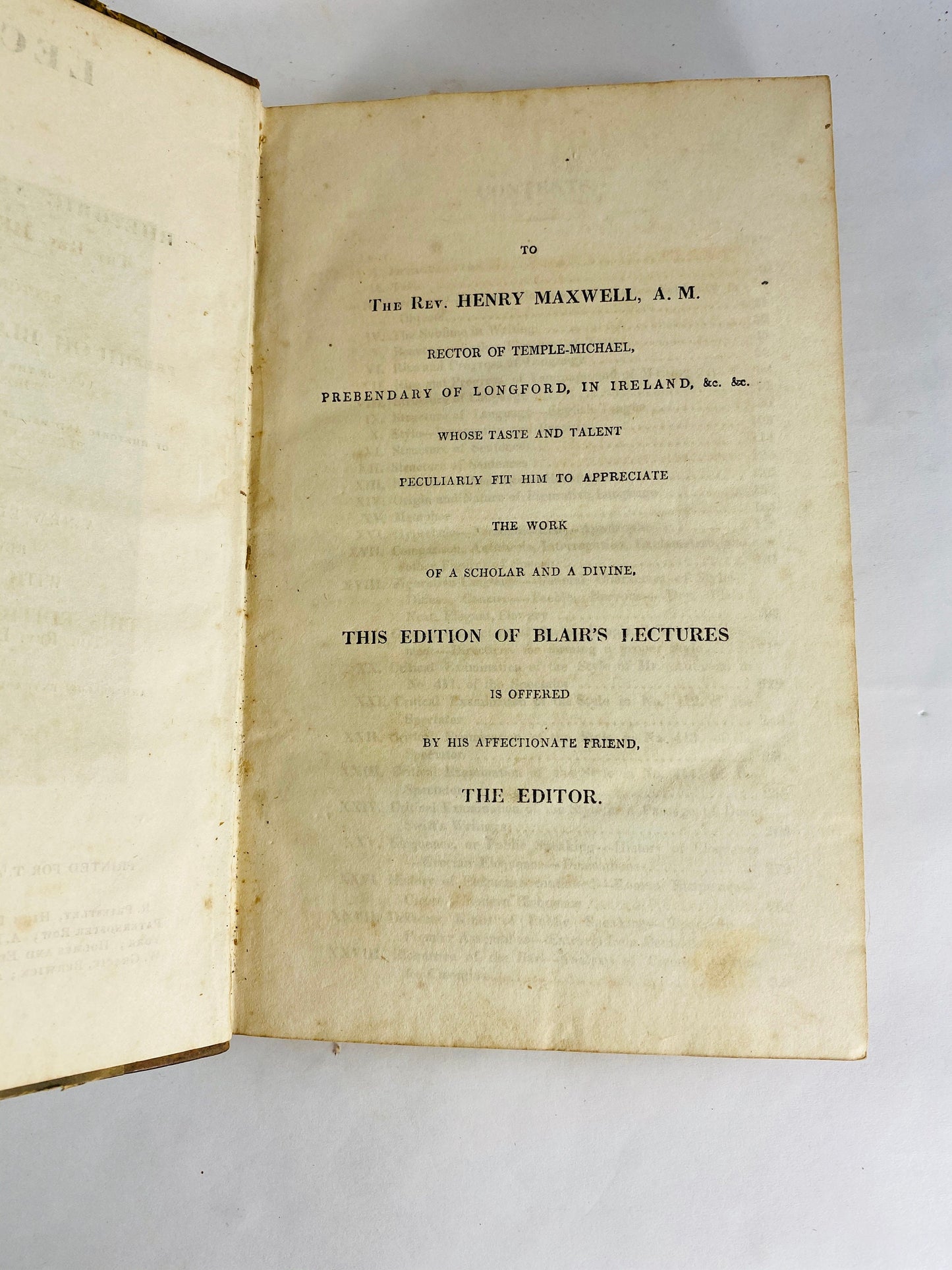 1827 Hugh Blair antique book of Sermons, Lectures & Rhetoric in one volume. Minister of the Church of Scotland, Edinburgh professor