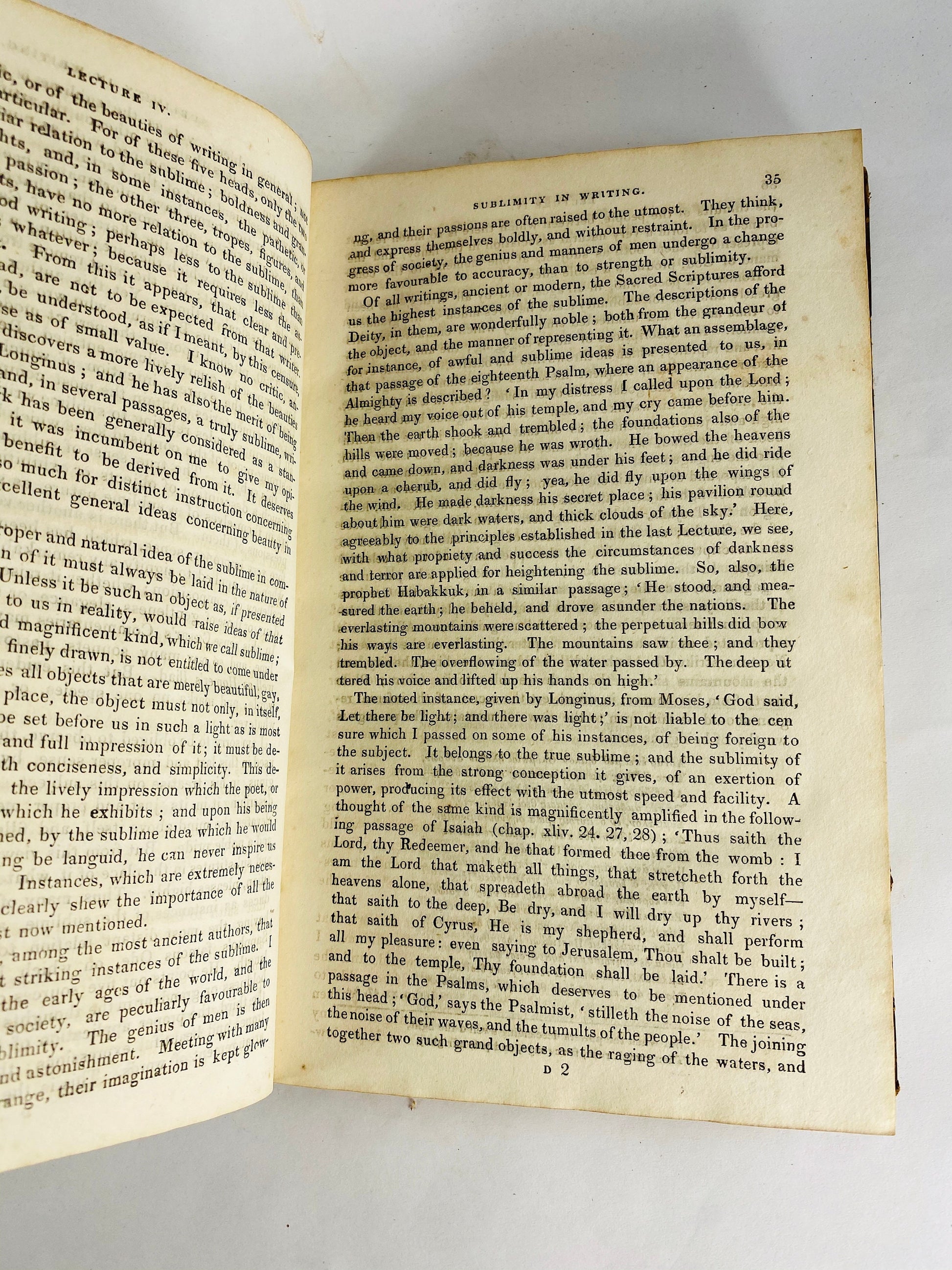 1827 Hugh Blair antique book of Sermons, Lectures & Rhetoric in one volume. Minister of the Church of Scotland, Edinburgh professor