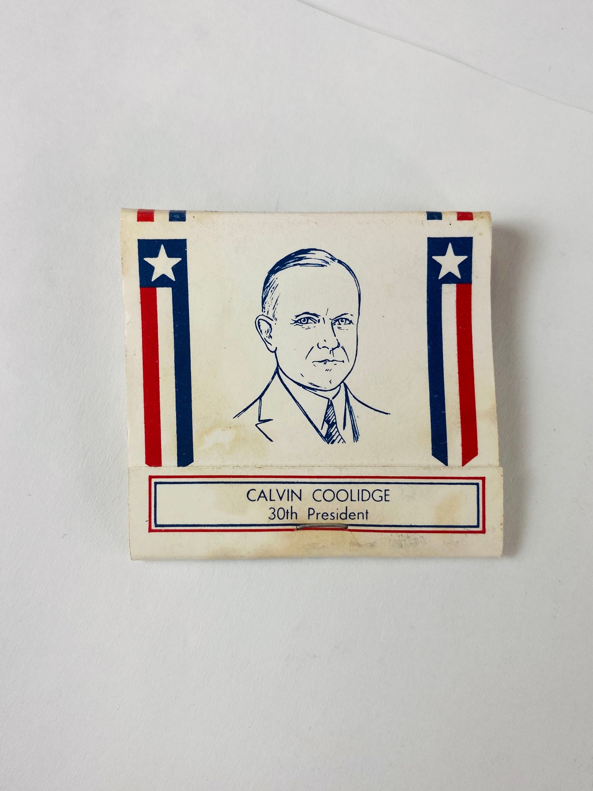 1960 Vintage United States Presidents Matchbox Matches made in the US Petite cardboard home office decor Lincoln Grant Coolidge LBJ Taft JFK