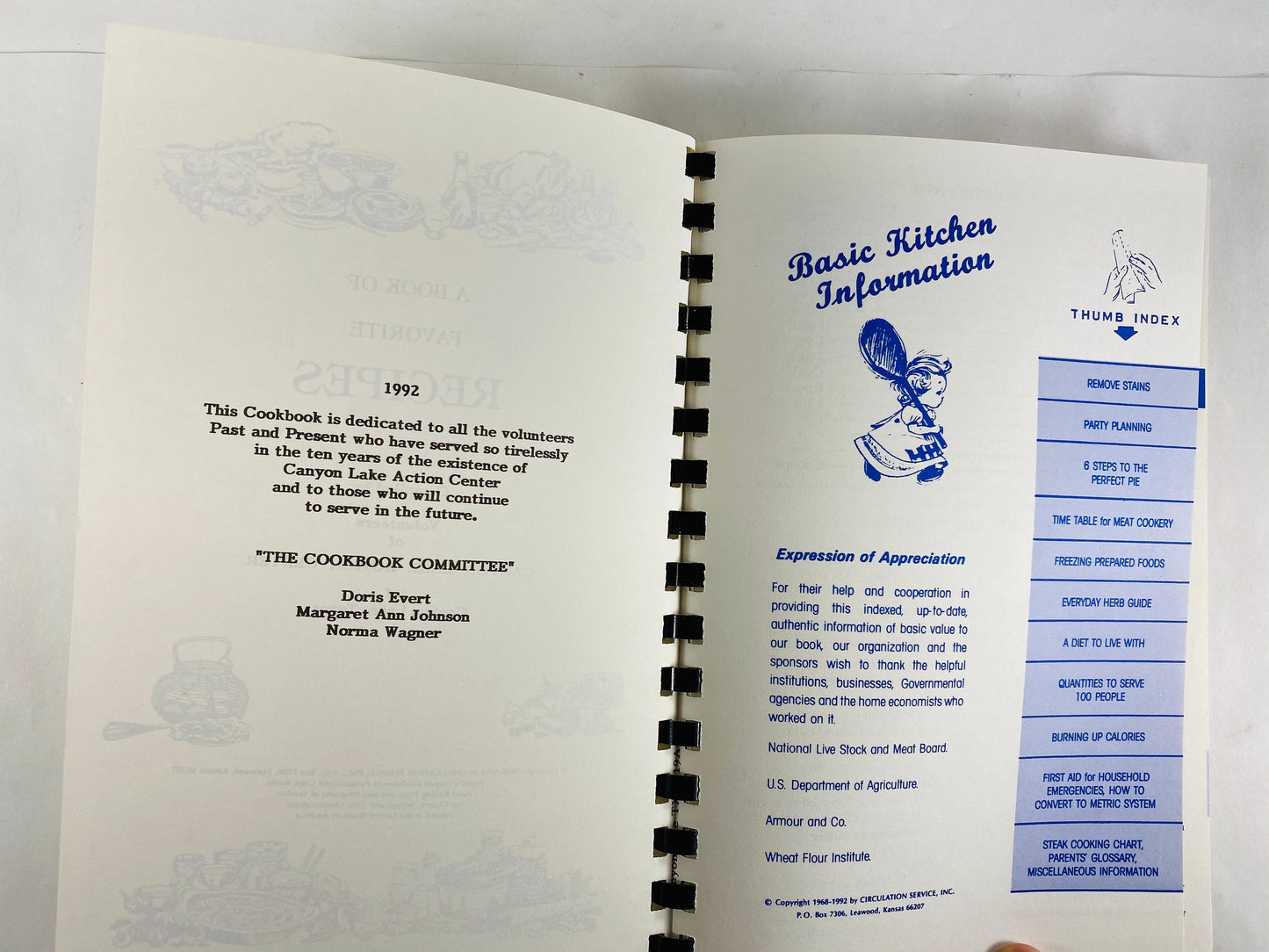 Canyon Lake Action Center Texas Book of Favorite Recipes. Appetizers, Lemon MEringue Pie, Potato Pancakes, Banana Split Cake, Brownie Bait
