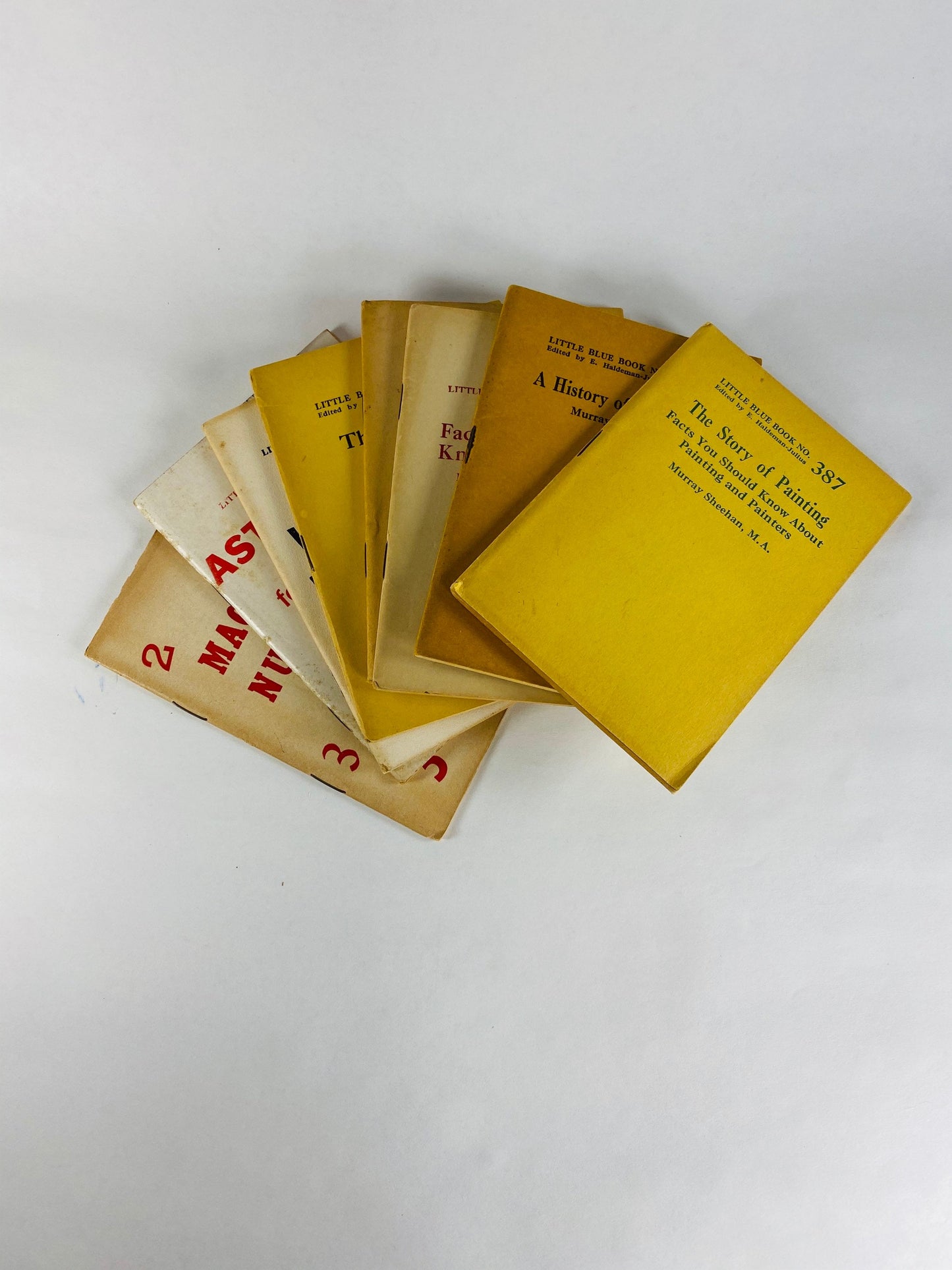 Little Blue Books numbers, astronomy, weather, nature of science, sculpture, painting Haldeman-Julius booklets