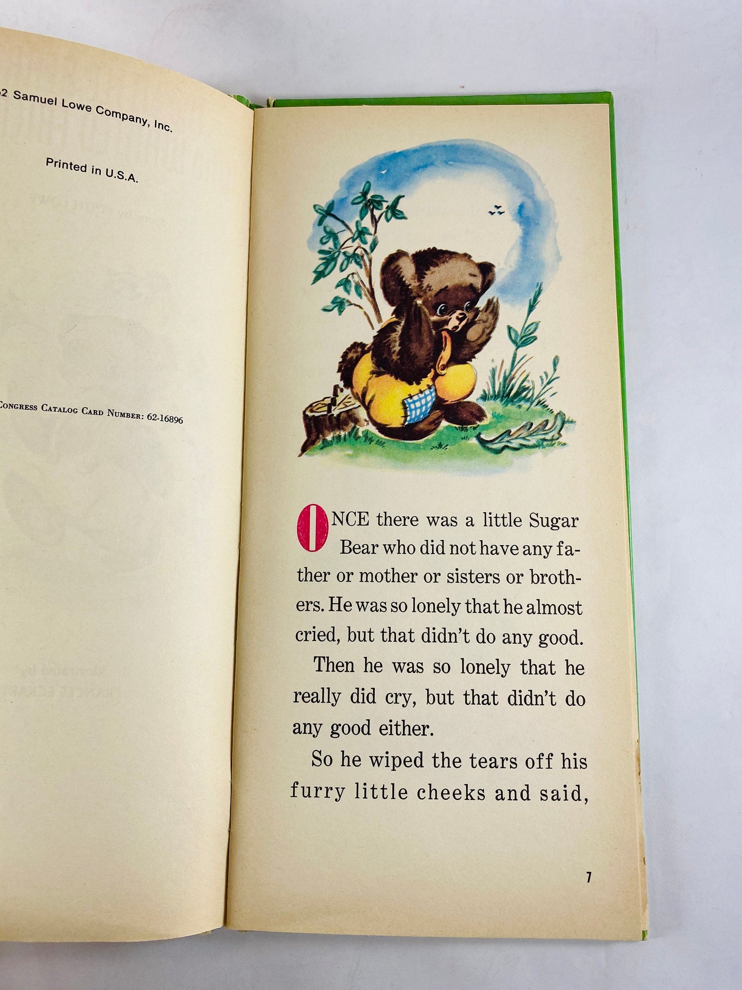 1962 Little Bear Who Wanted Friends vintage Read Aloud book by Edith Lowe illustrated by Frances Eckart. Green children's reading