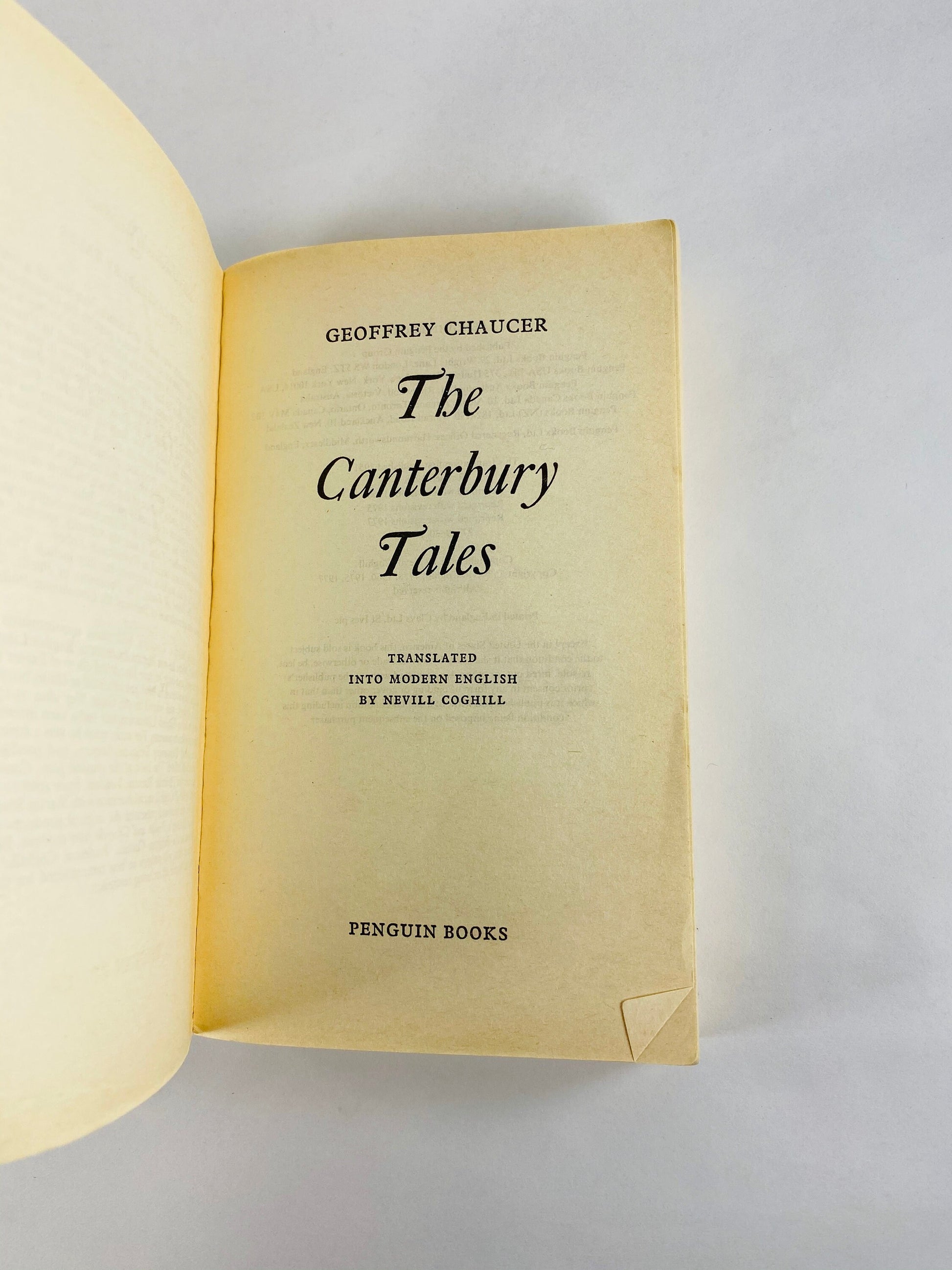 Canterbury Tales by Geoffrey Chaucer Vintage Penguin paperback book circa 1977.