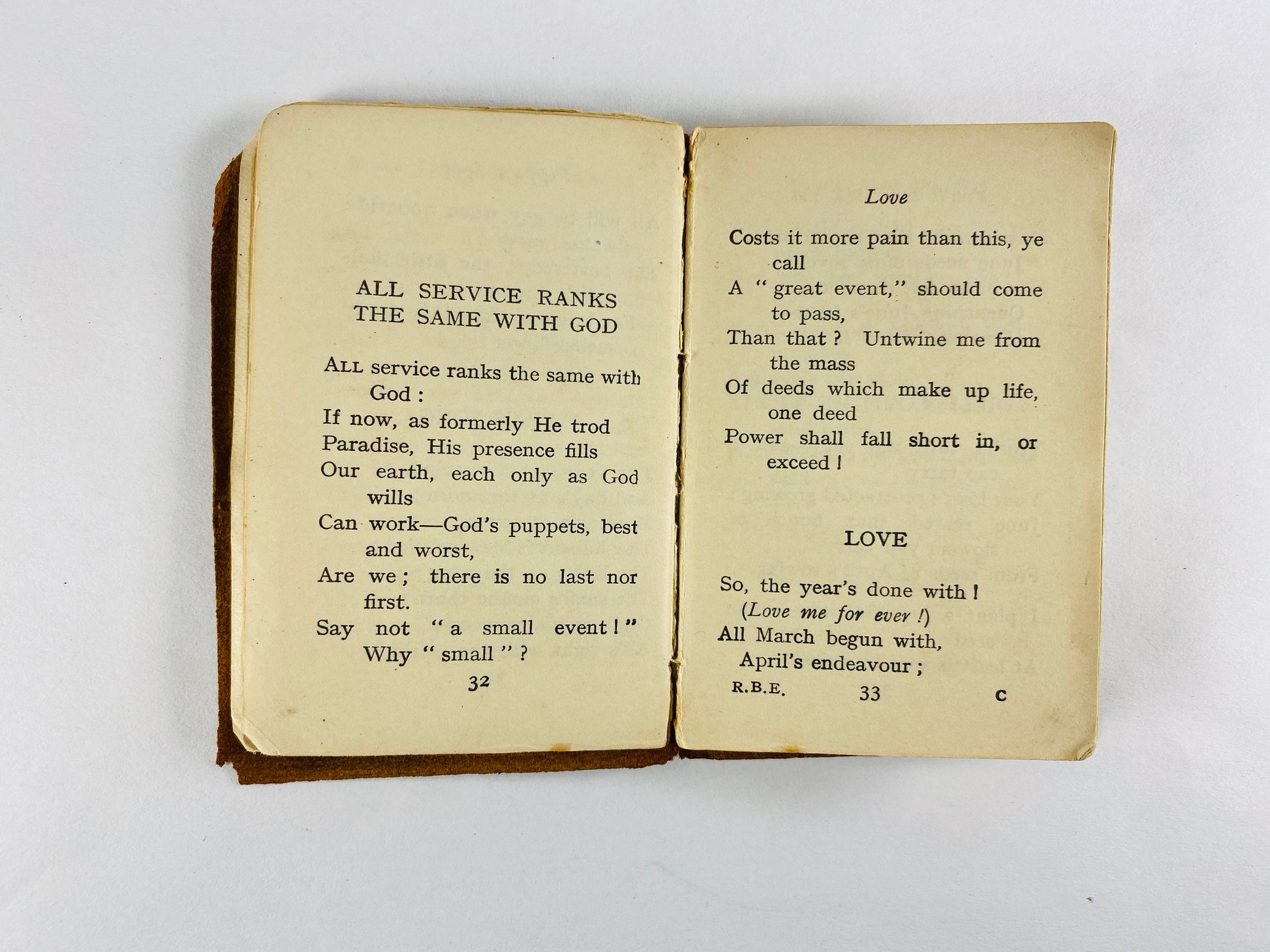 1888 Antique 19th century miniature poetry book by Robert Browning, Rabbi Ben Ezra "Grow old along with me! The best is yet to be"