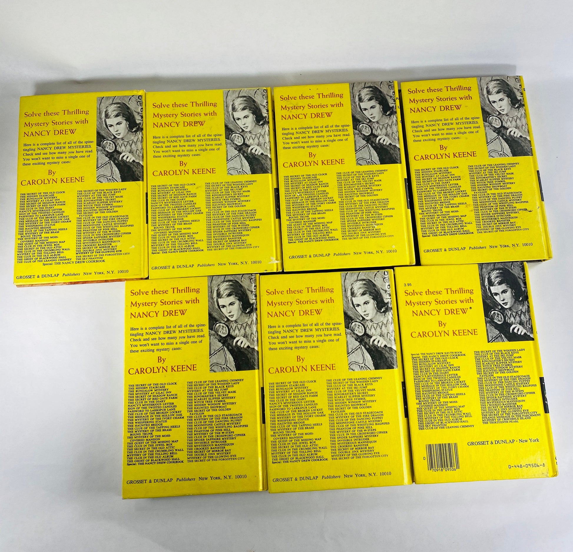 1970 Nancy Drew Mystery Carolyn Keene Vintage books with b&w endpapers. Forgotten City Red Gate Farm Clue Diary Hidden Staircase 99 Larkspur