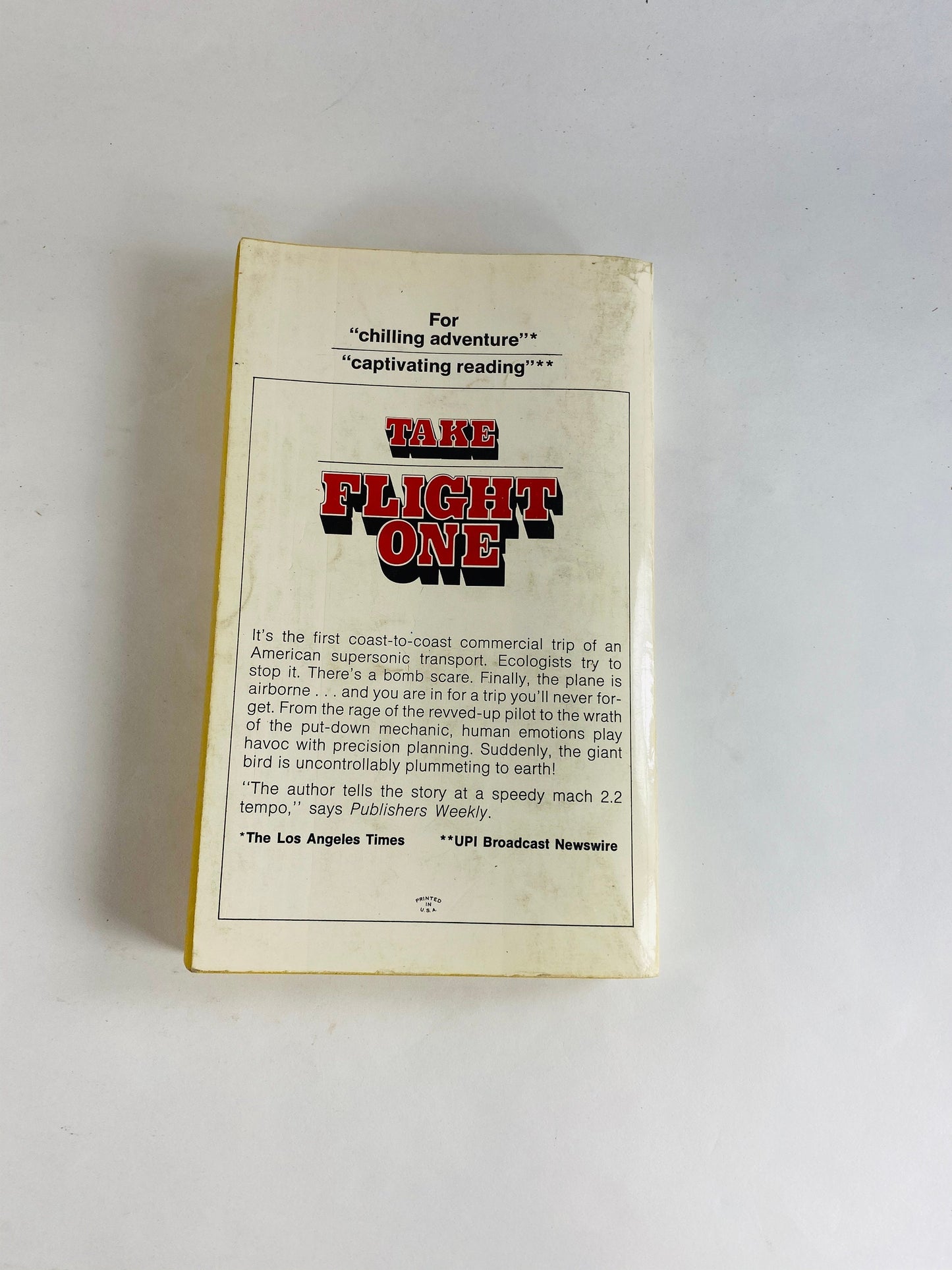 1974 Flight One by Charles Carpentier chilling vintage paperback book of a supersonic flight threatened with a terrorist plot.