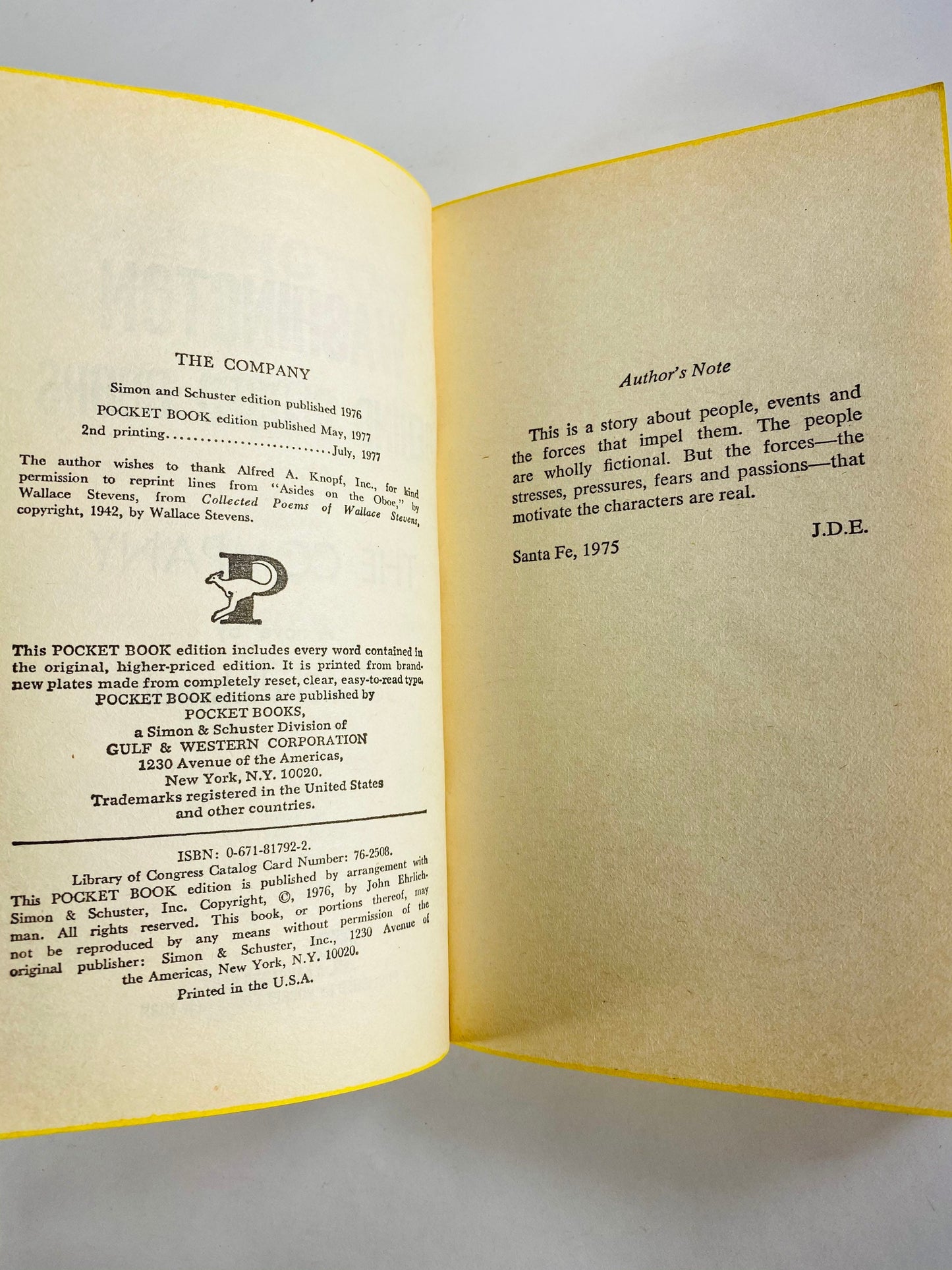 Washington Behind Closed Doors vintage paperback book by John Ehrlichman circa 1977 about DC behind the scenes. Loosely based on Watergate