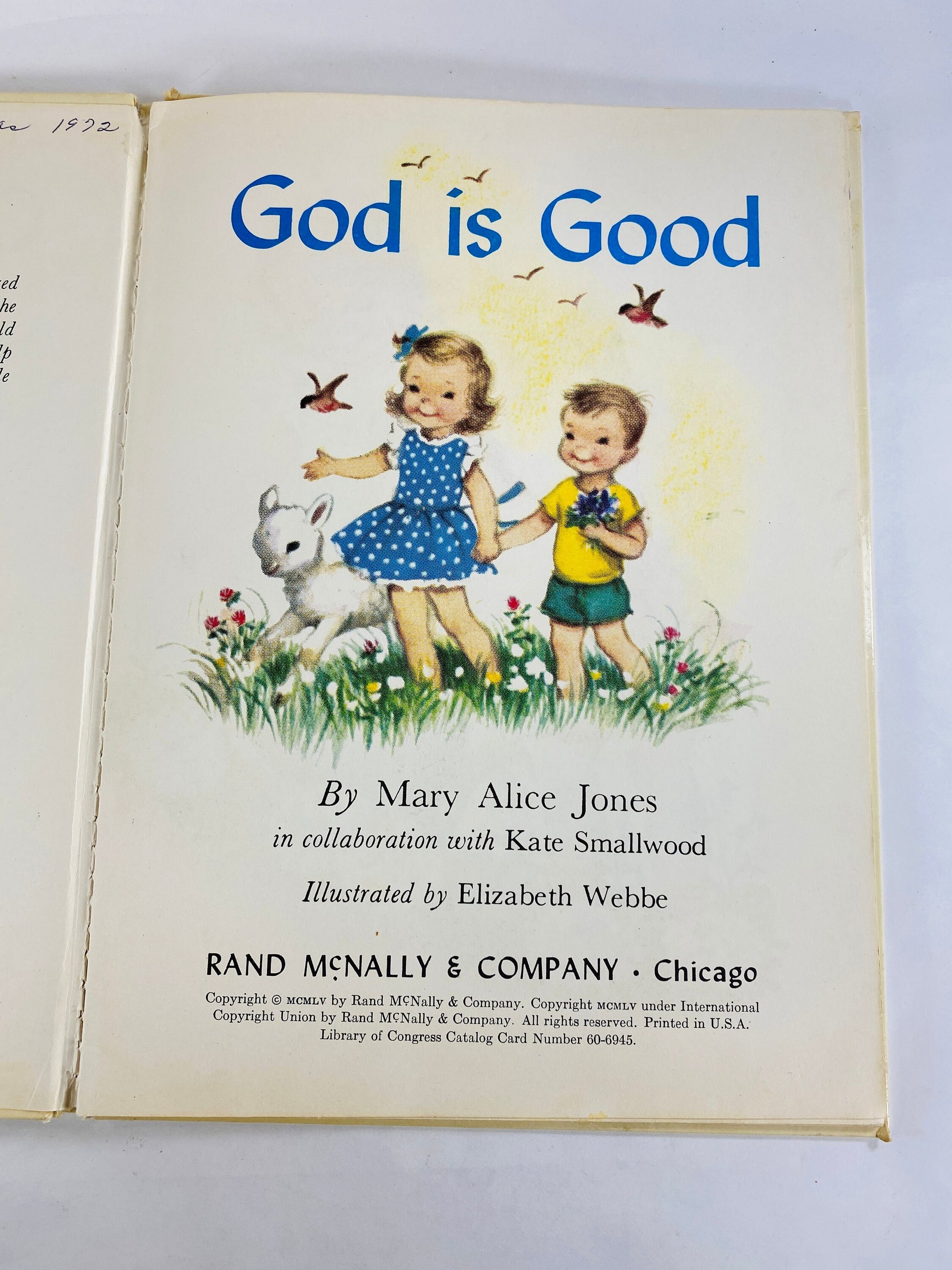 God is Good. Rand McNally vintage children's book circa 1960. Baby shower, newborn nursery. Mary Murray Dorothy Grider Mary Alice Jones