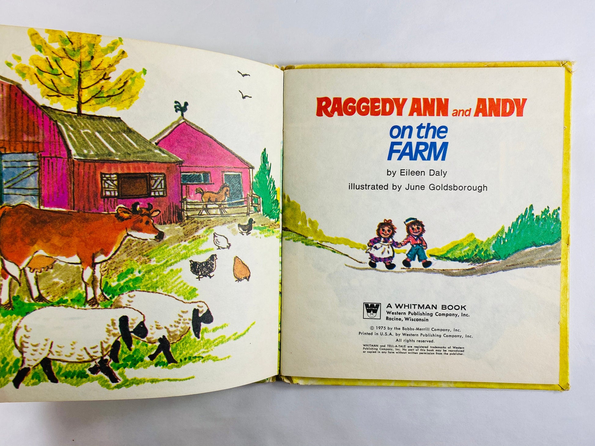 Raggedy Ann and Andy on the Farm FIRST EDITION vintage Whitman Little Golden Book circa 1975