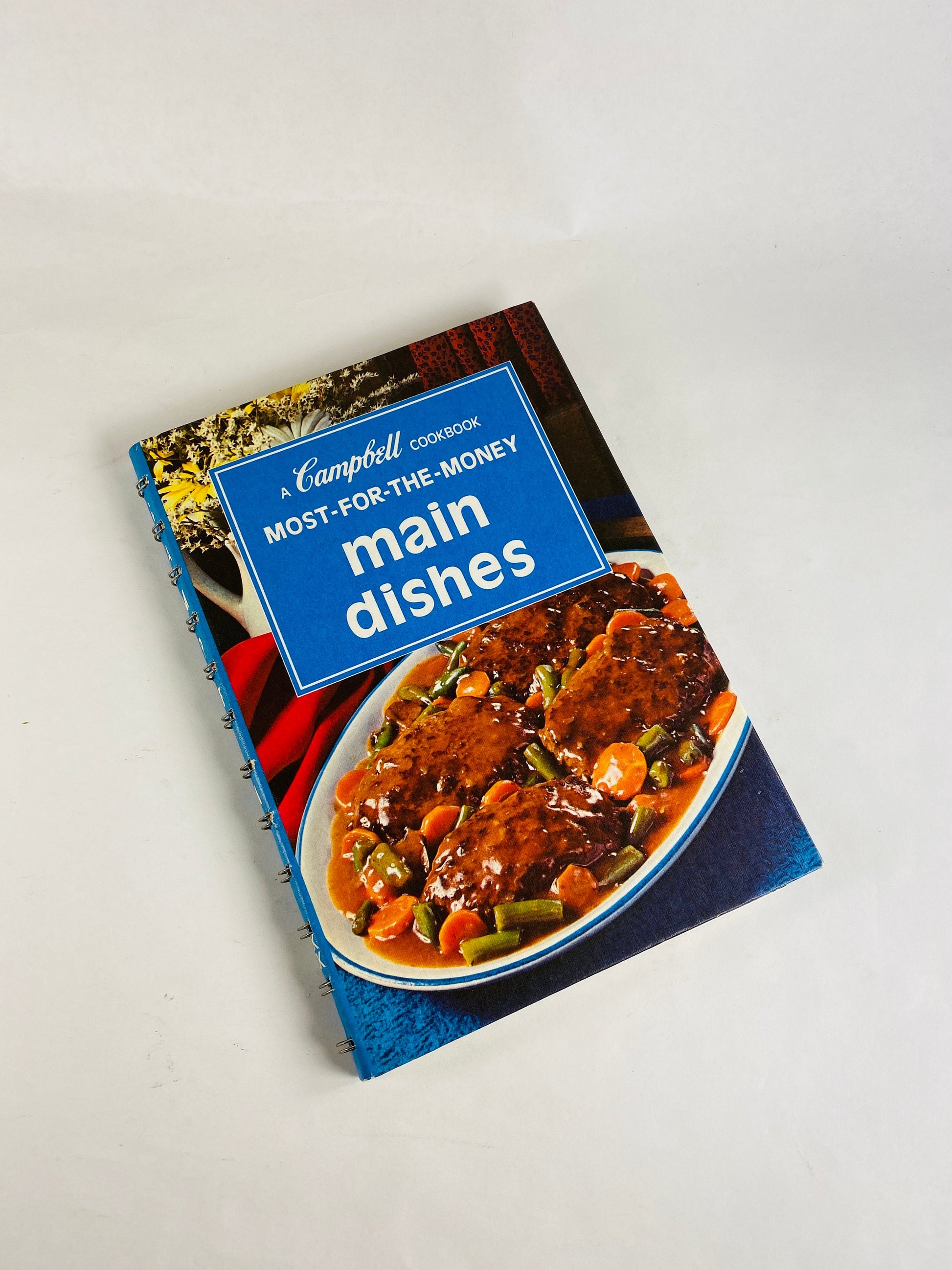 Campbell's Cookbook Most for the Moeny Main Dishes Cooking with Soup. Blue retro cookbook circa 1975 Book lover gift. Andy Warhol