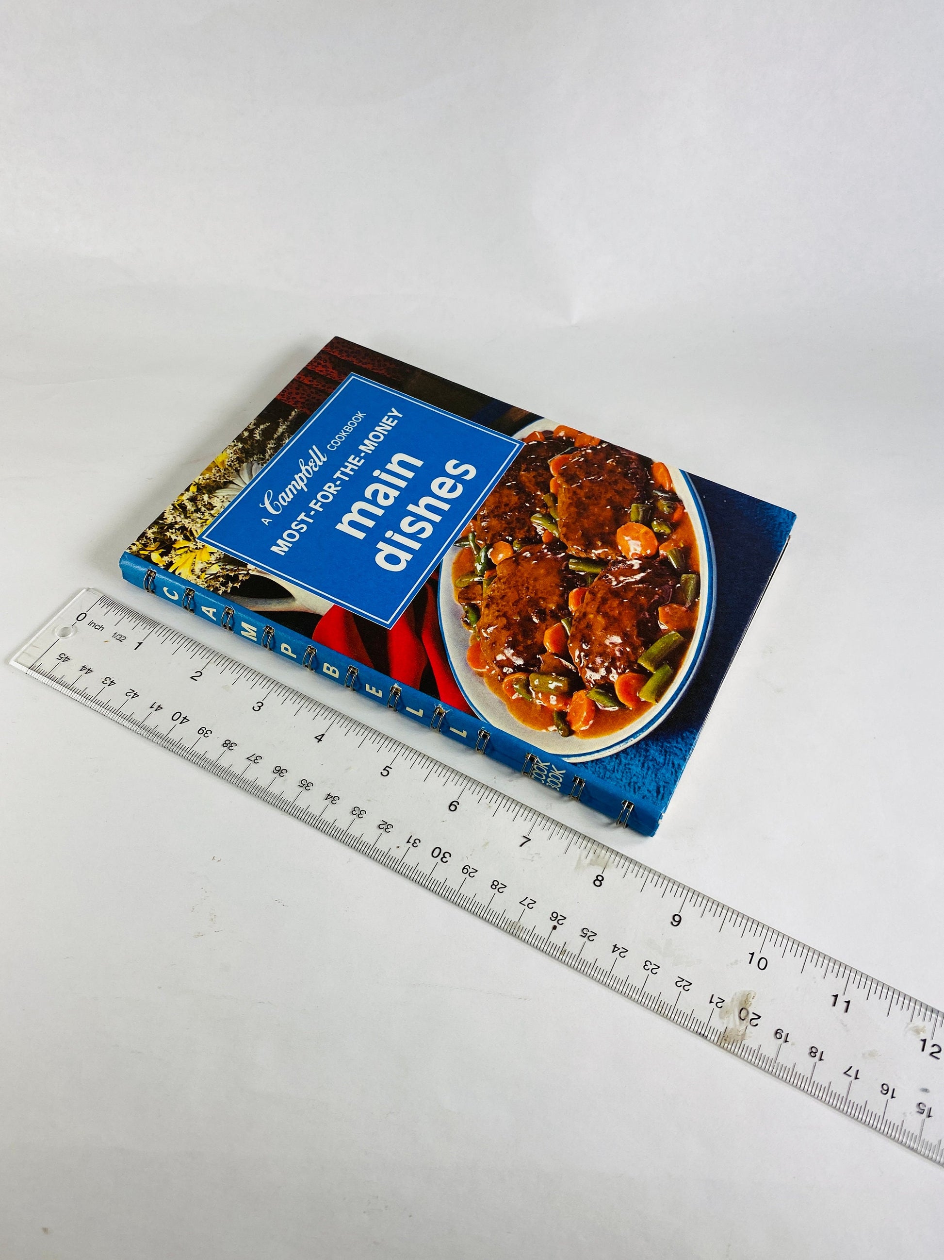 Campbell's Cookbook Most for the Moeny Main Dishes Cooking with Soup. Blue retro cookbook circa 1975 Book lover gift. Andy Warhol