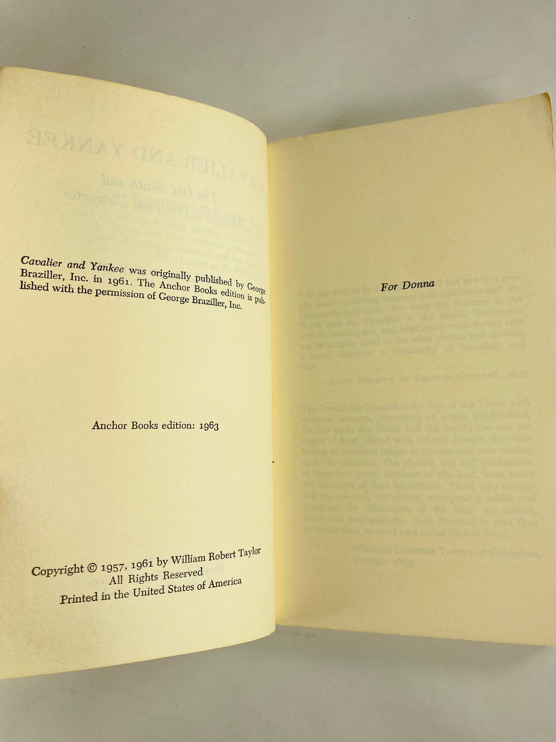 William Taylor's Cavalier and Yankee vintage paperback book about the history and perception of the South before the Civil War.