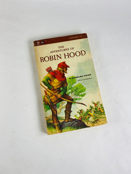 Adventures of Robin Hood vintage Illustrated paperback book circa 1965 E Charles Vivian Jules Gottlieb Children's book decor