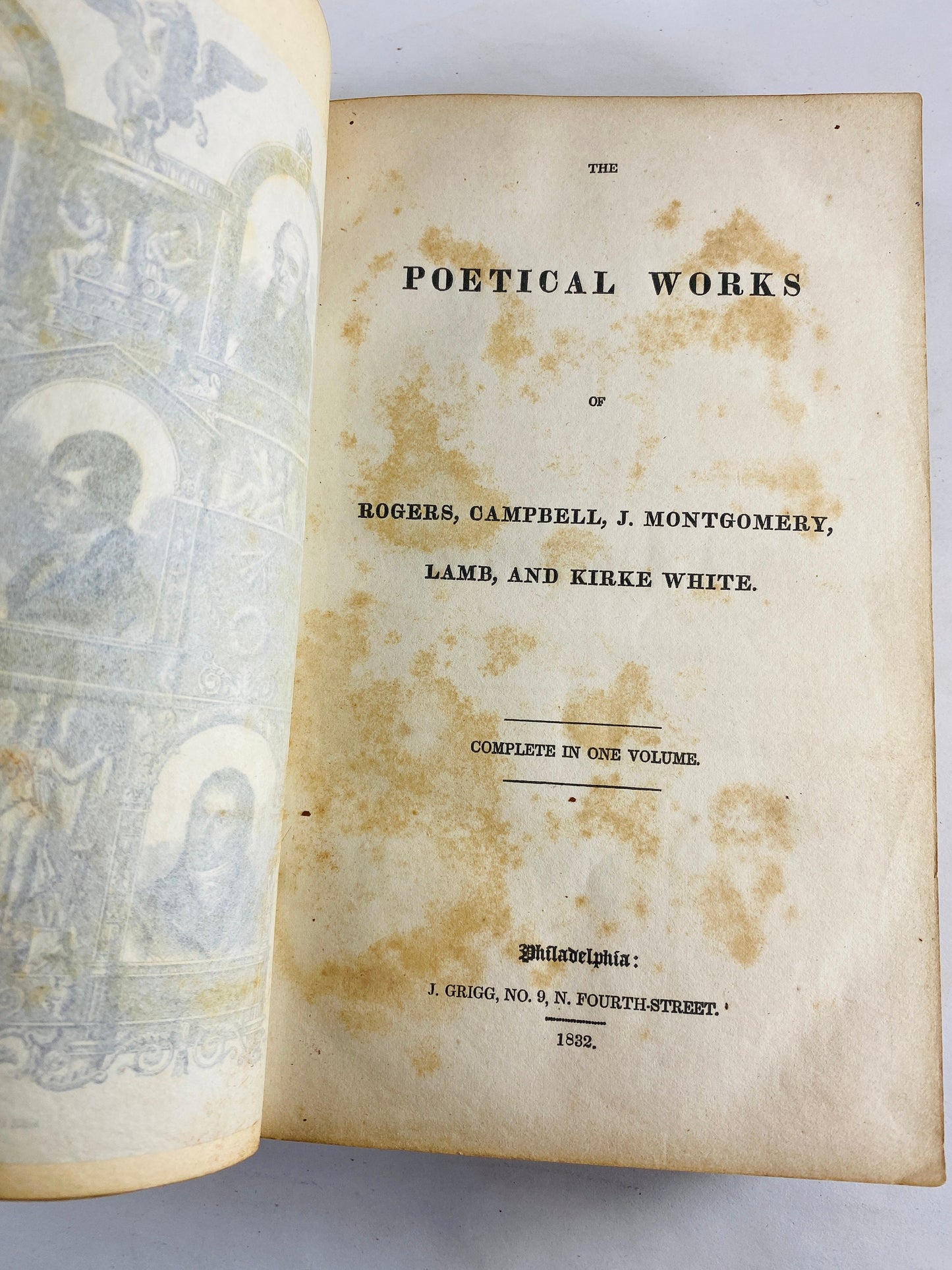 1832 Vintage brown leather poetry book Scotland Samuel Rogers, Thomas Campbell, James Montgomery, Charles Lamb, Henry Kirke-White.