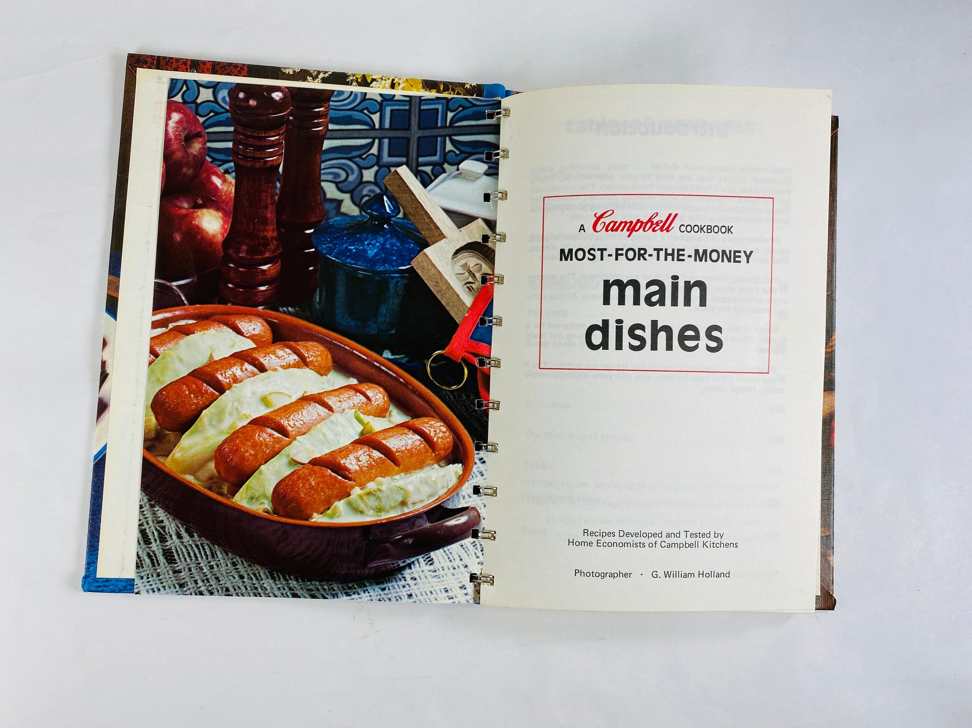 Campbell's Cookbook Most for the Moeny Main Dishes Cooking with Soup. Blue retro cookbook circa 1975 Book lover gift. Andy Warhol