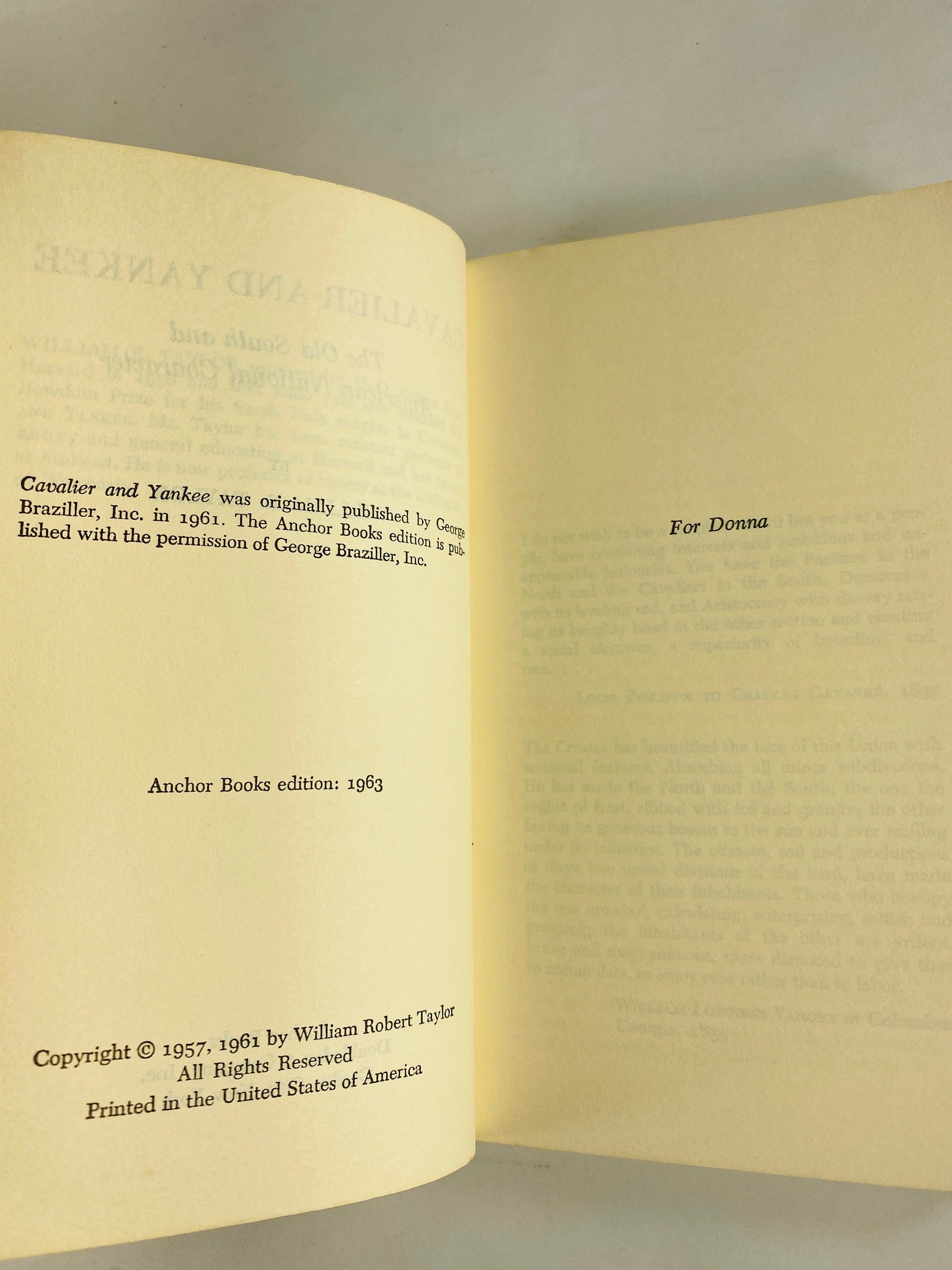 William Taylor's Cavalier and Yankee vintage paperback book about the history and perception of the South before the Civil War.