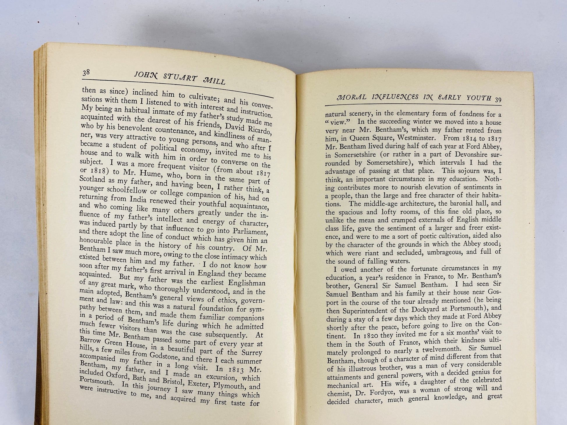 John Stuart Mill Autobiography vintage book circa 1924 Oxford Press Utilitarianism society and government philosophy.