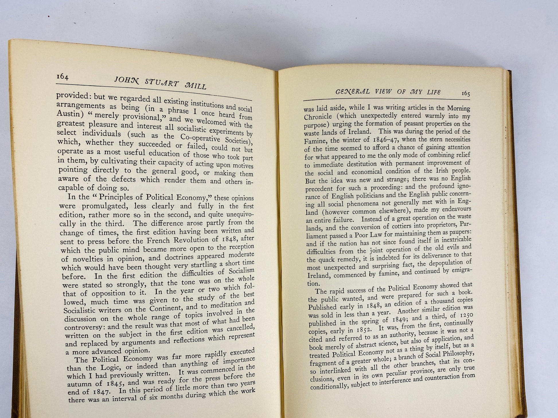 John Stuart Mill Autobiography vintage book circa 1924 Oxford Press Utilitarianism society and government philosophy.