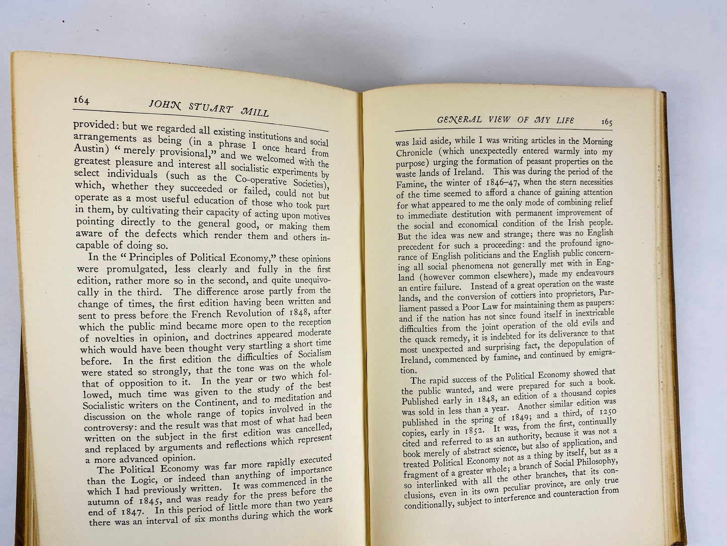 John Stuart Mill Autobiography vintage book circa 1924 Oxford Press Utilitarianism society and government philosophy.